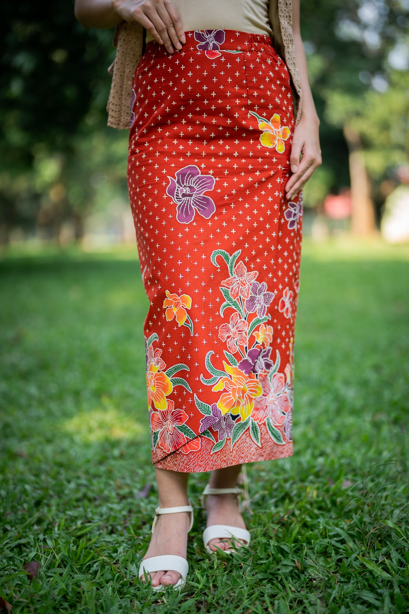 Batik Column Skirt | Anggrek Rose
