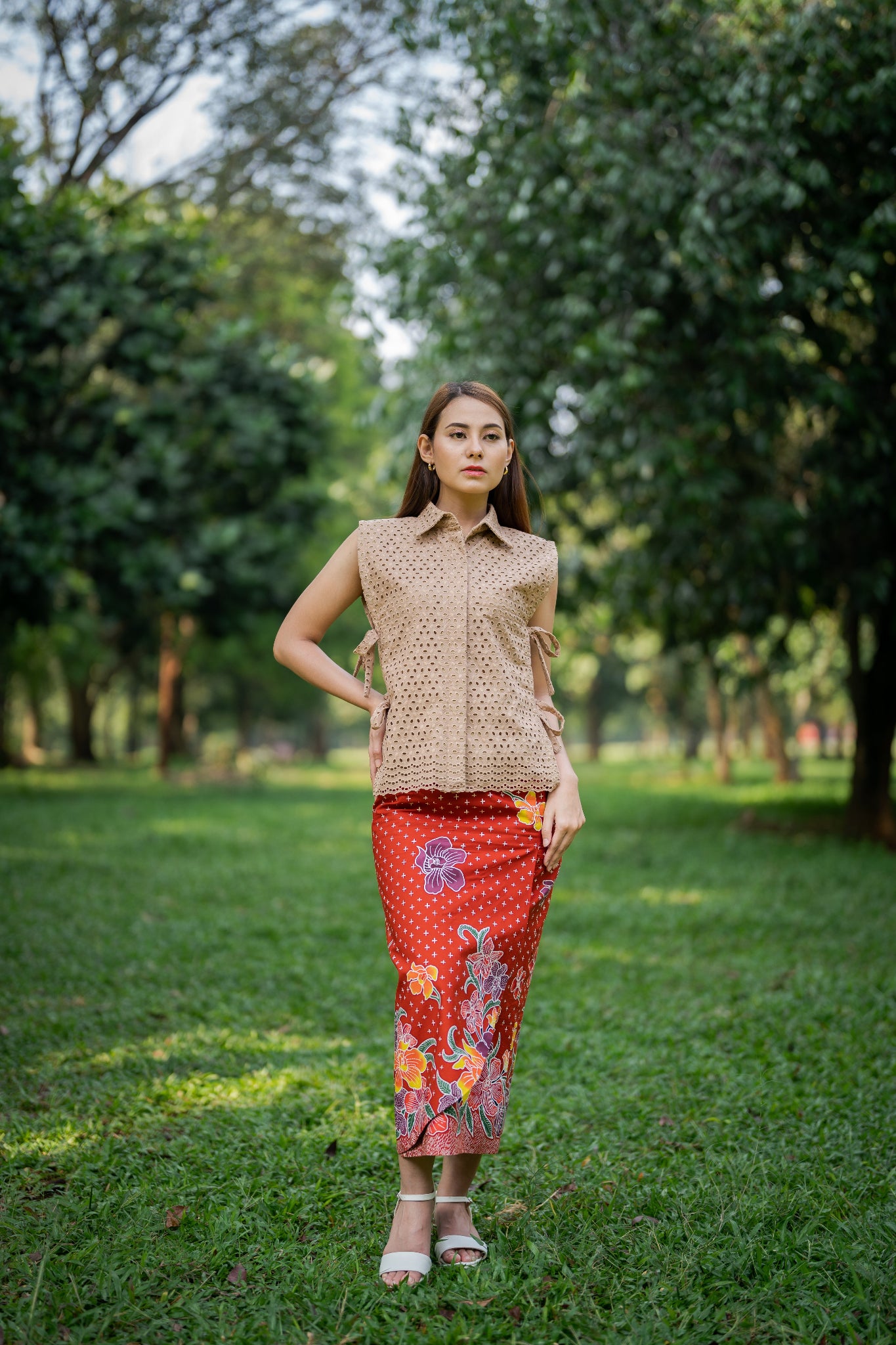 Batik Column Skirt | Anggrek Rose