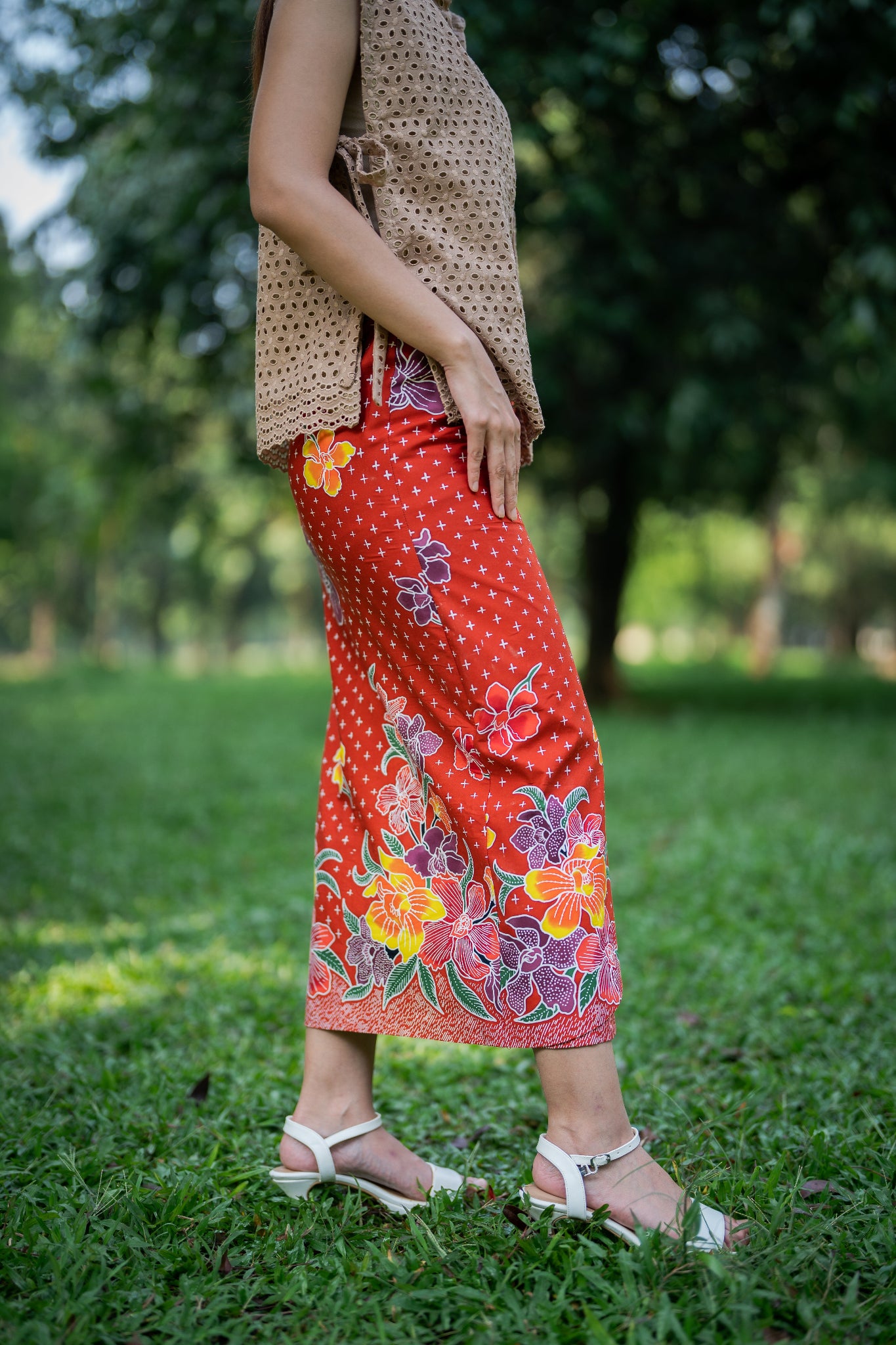 Batik Column Skirt | Anggrek Rose
