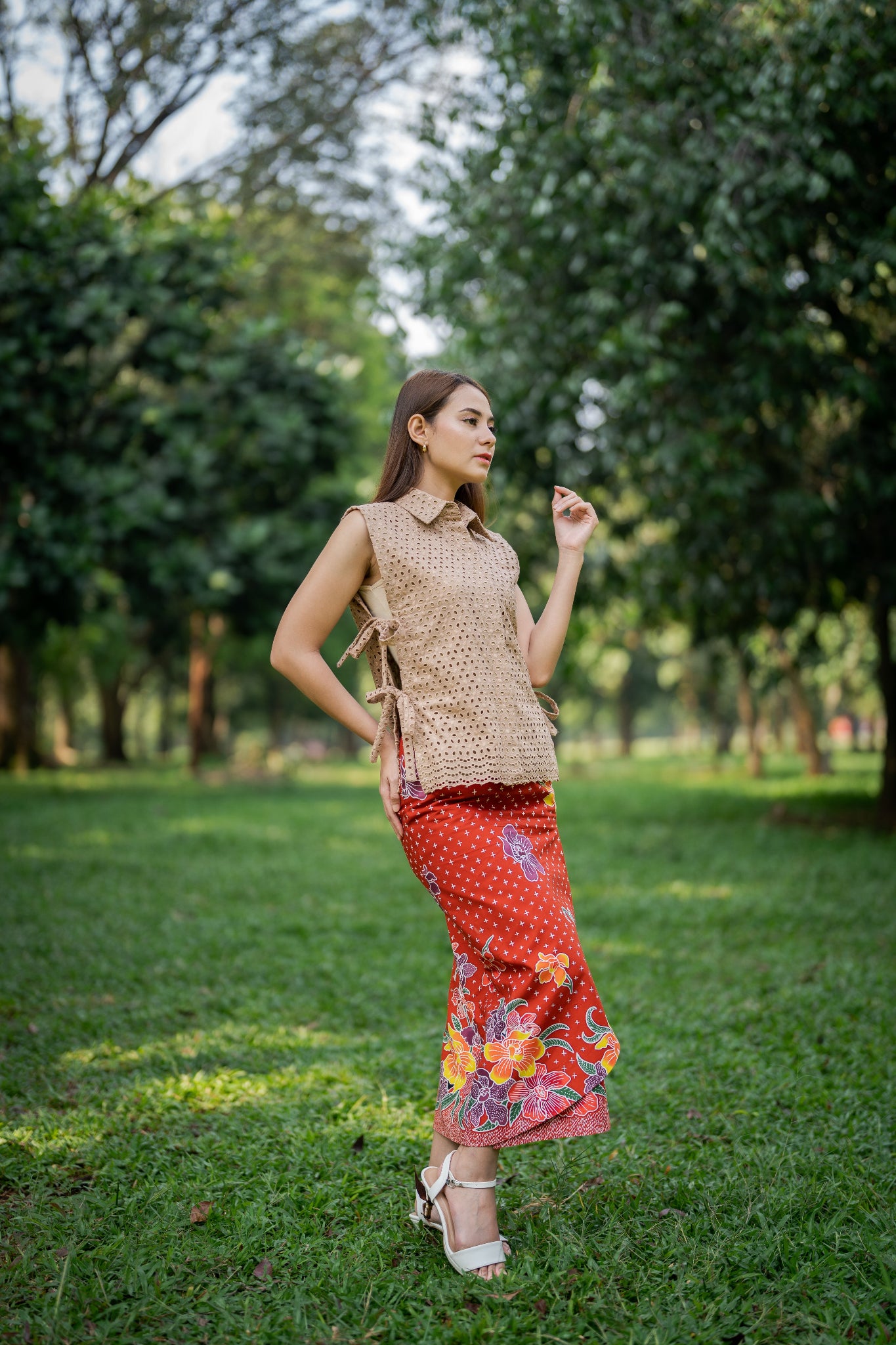 Batik Column Skirt | Anggrek Rose
