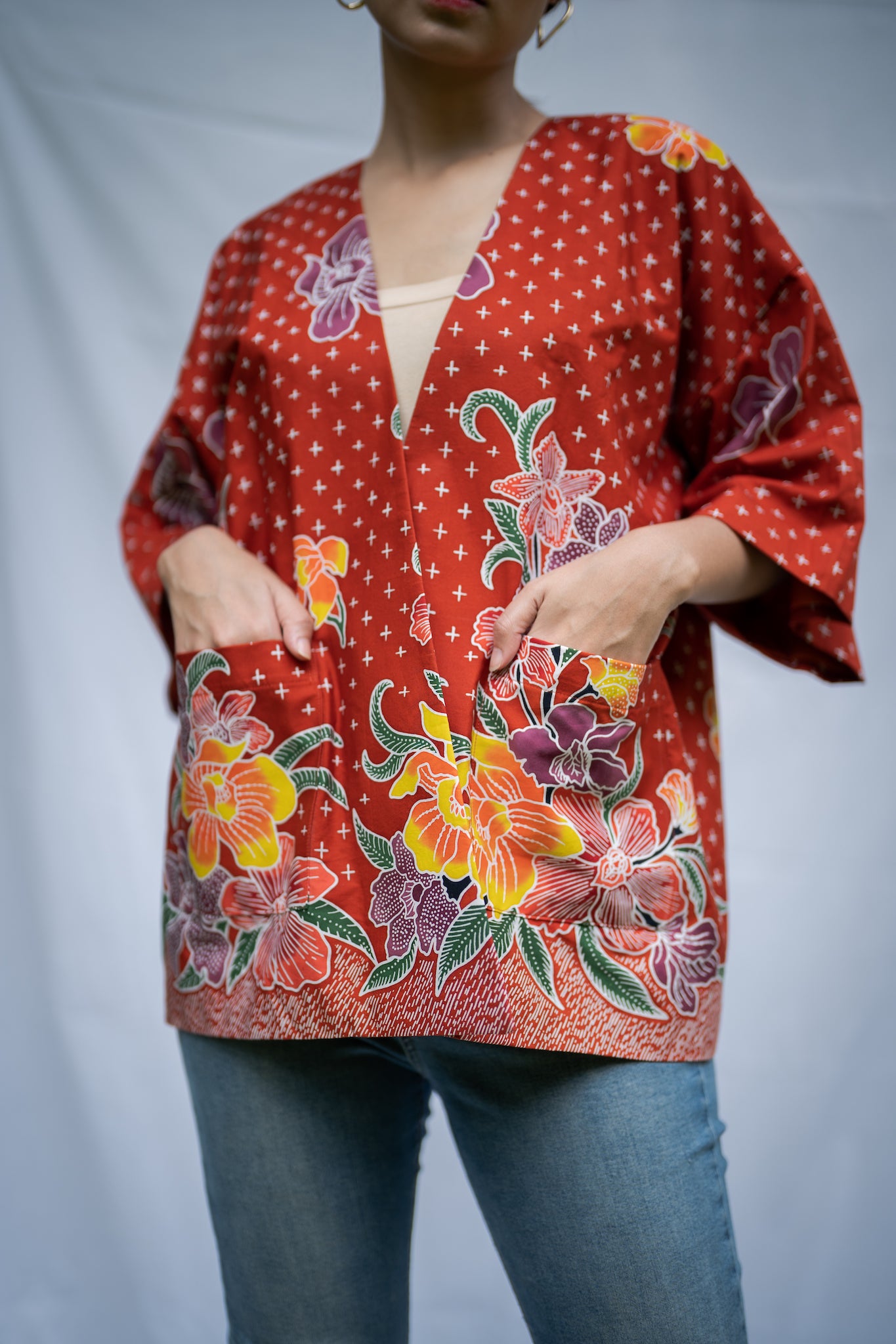 Batik Open Jacket | Anggrek Rose