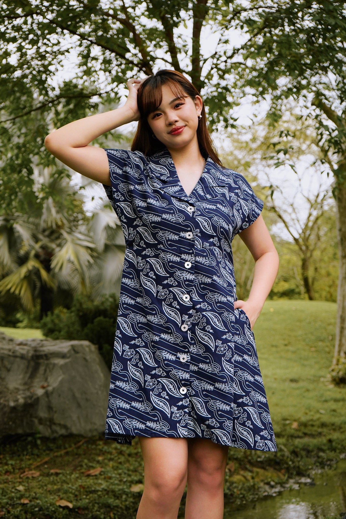 Batik Collared Dress | Asmara Midnight