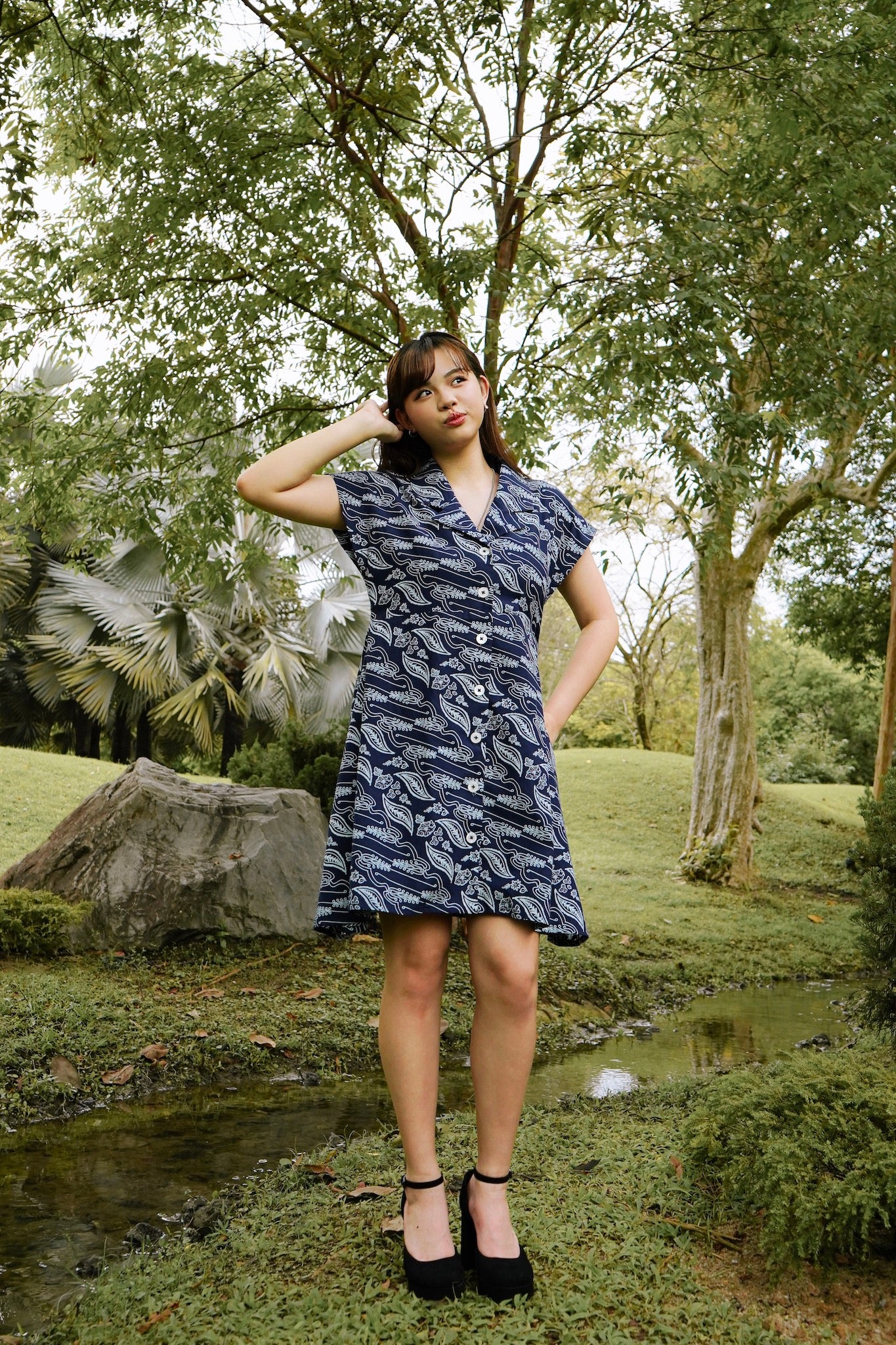 Batik Collared Dress | Asmara Midnight
