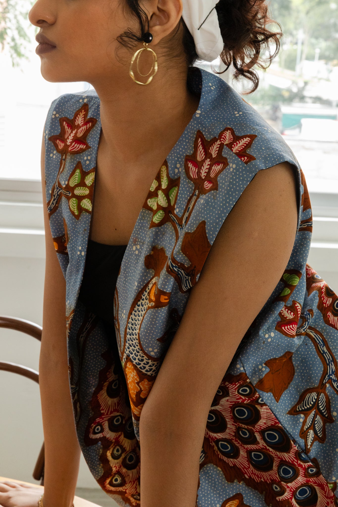 Batik Long Line Vest | Awan Mayura