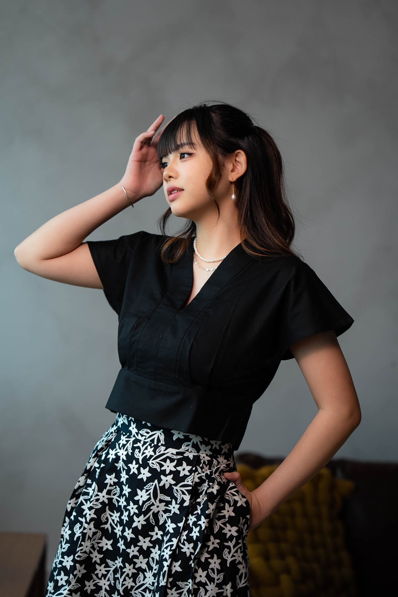 Poplin Banded Crop Top | Black