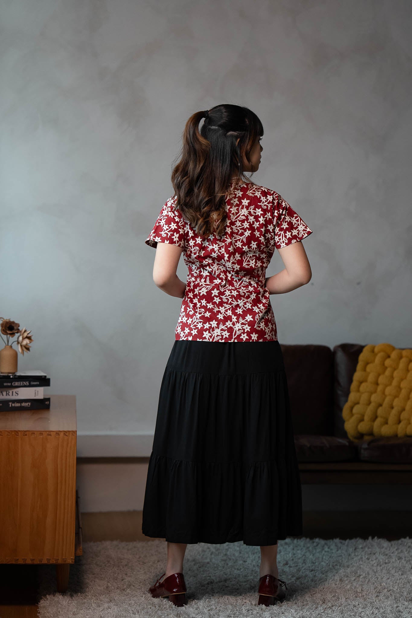 Batik Tailored Blouse | Jasmin Burgundy