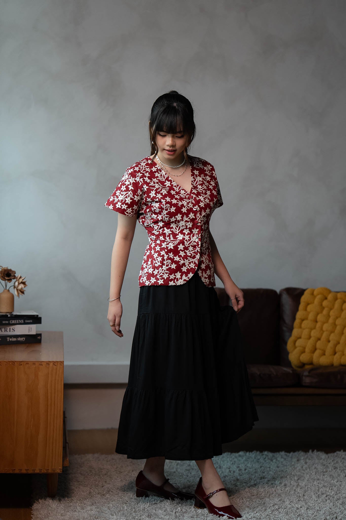 Batik Tailored Blouse | Jasmin Burgundy