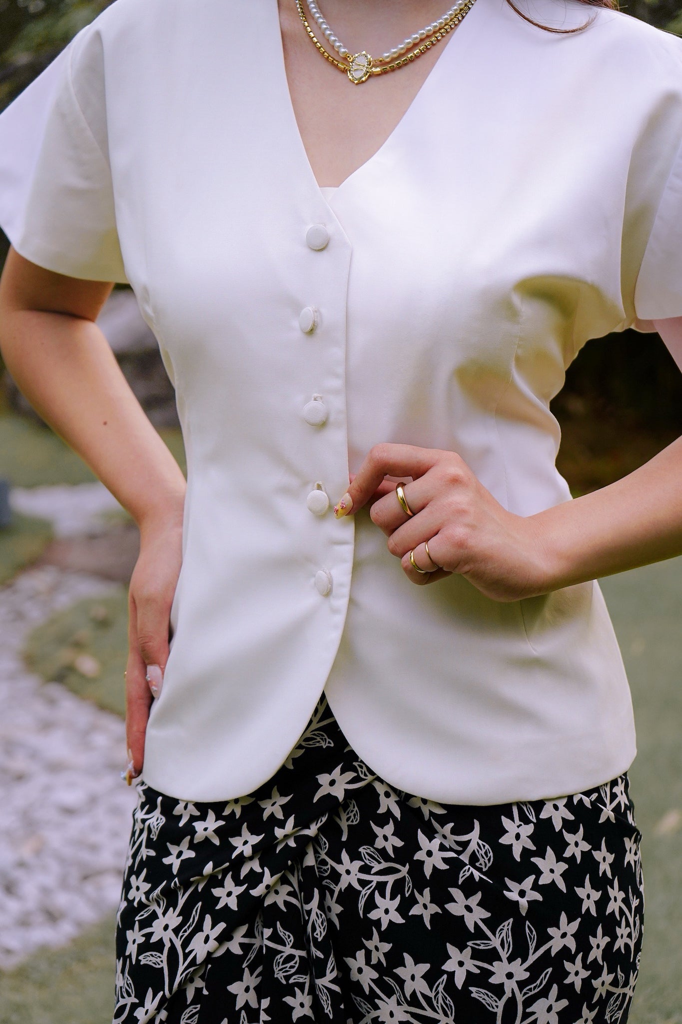 Poplin Tailored Blouse | Cream