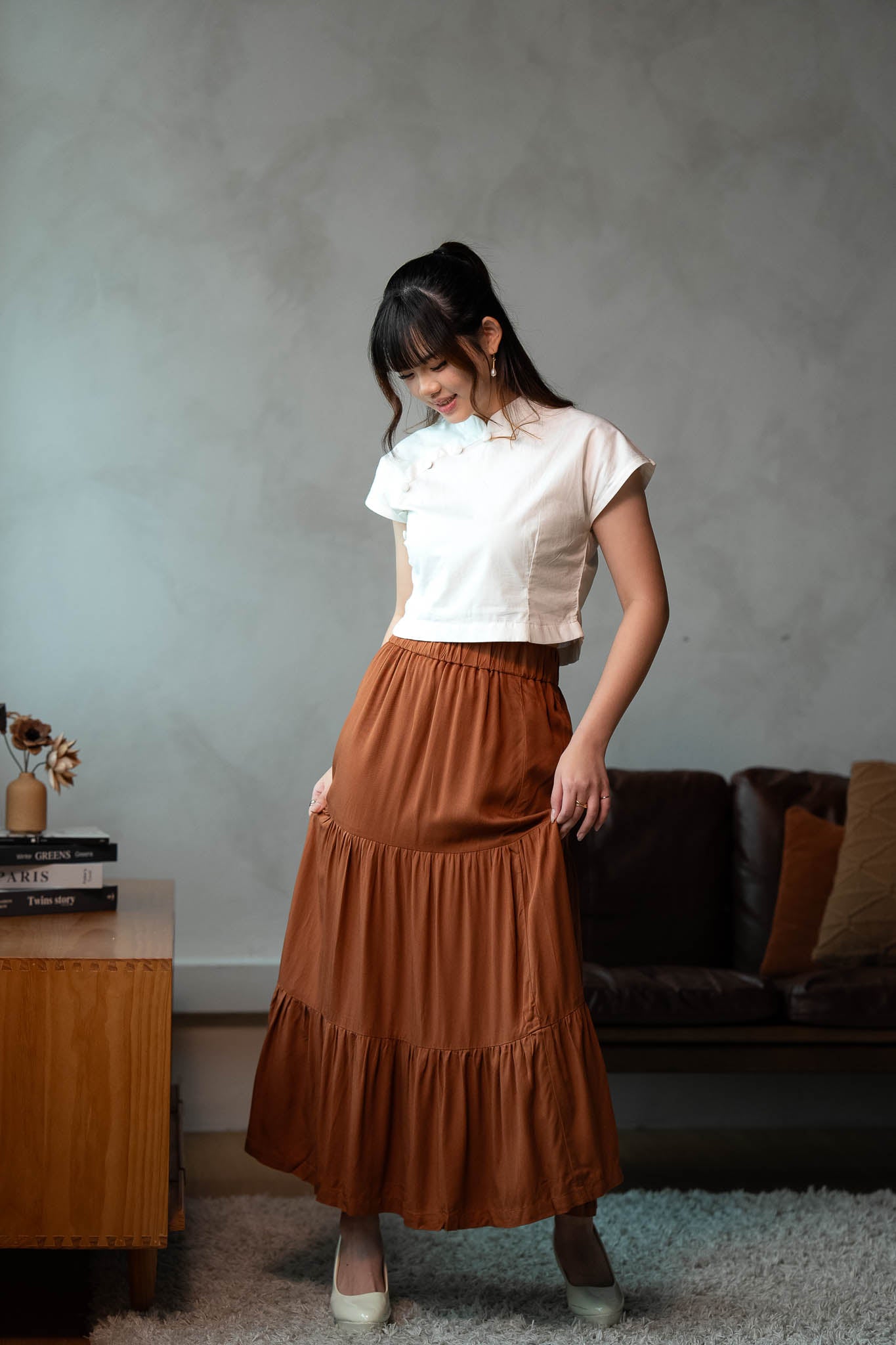 Passage Tiered Skirt | Clay