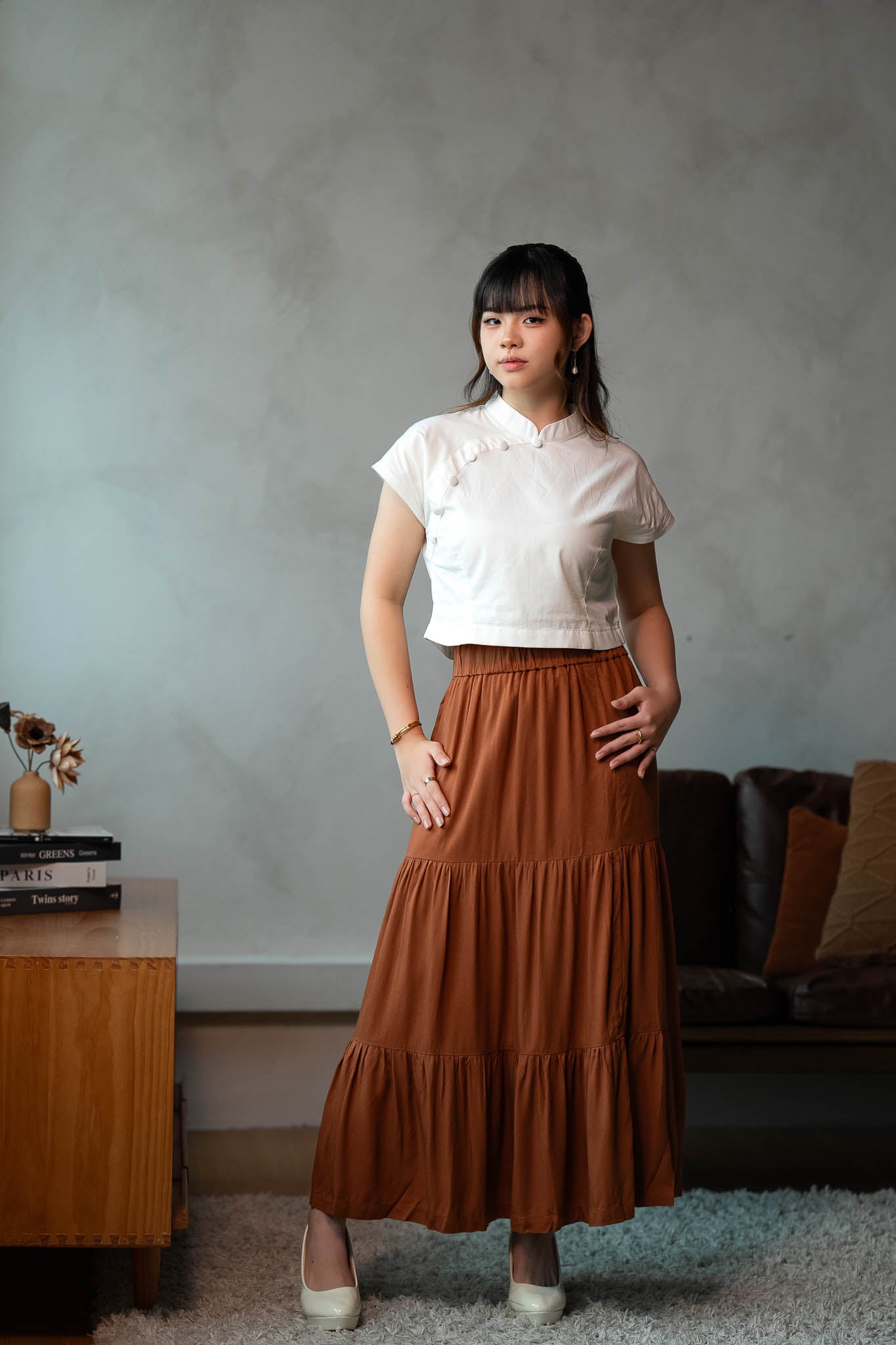 Mandarin Collar Blouse | Cream
