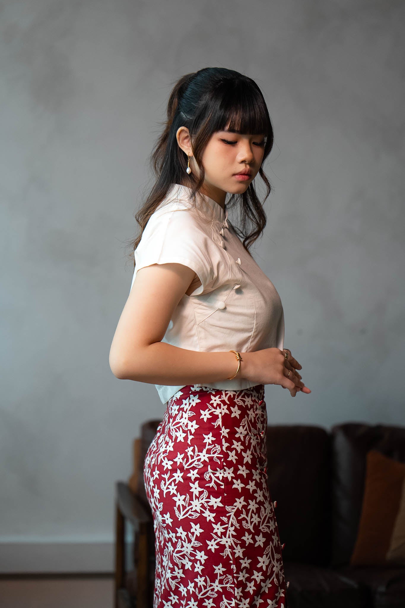 Mandarin Collar Blouse | Cream