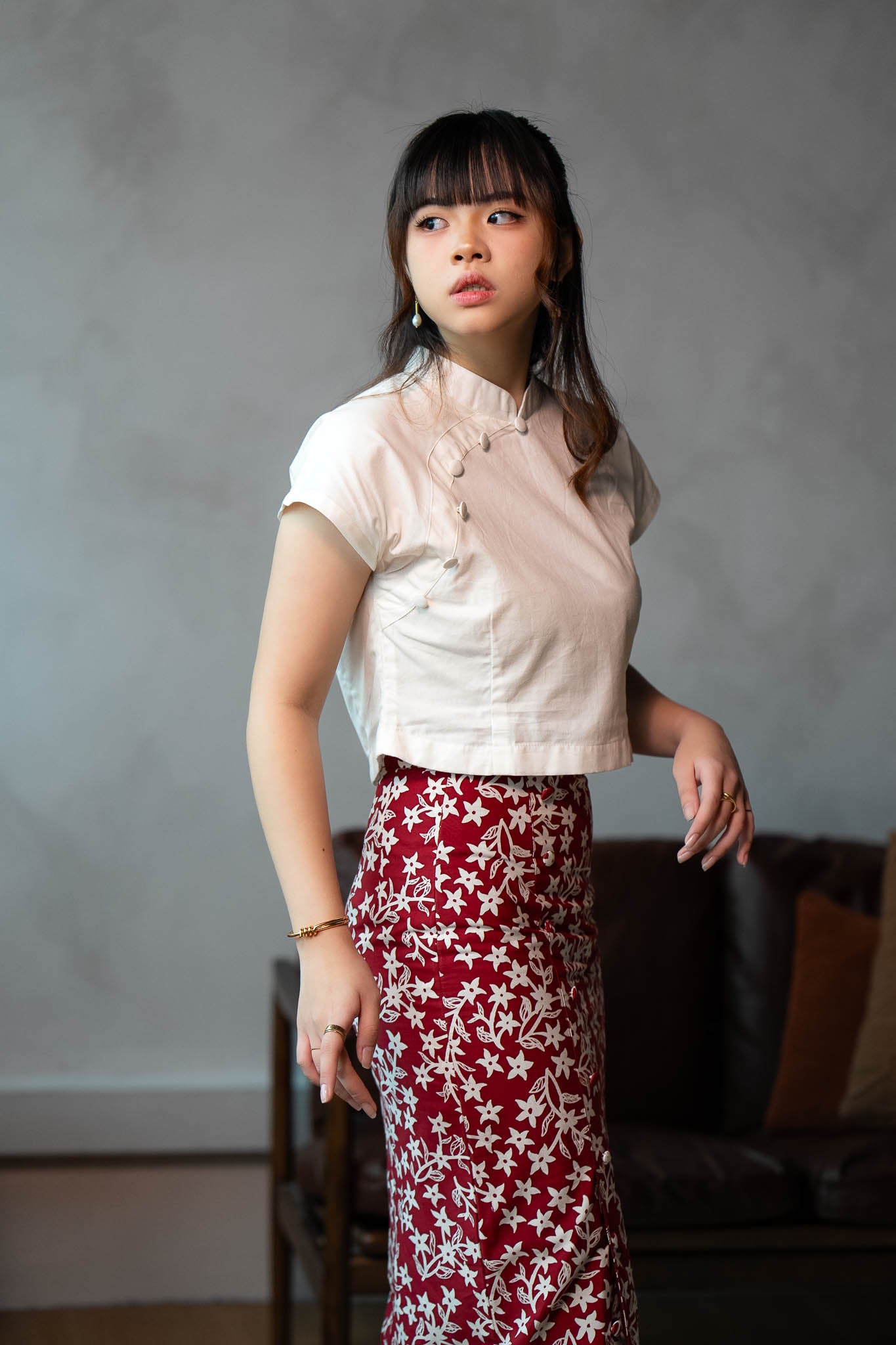 Mandarin Collar Blouse | Cream