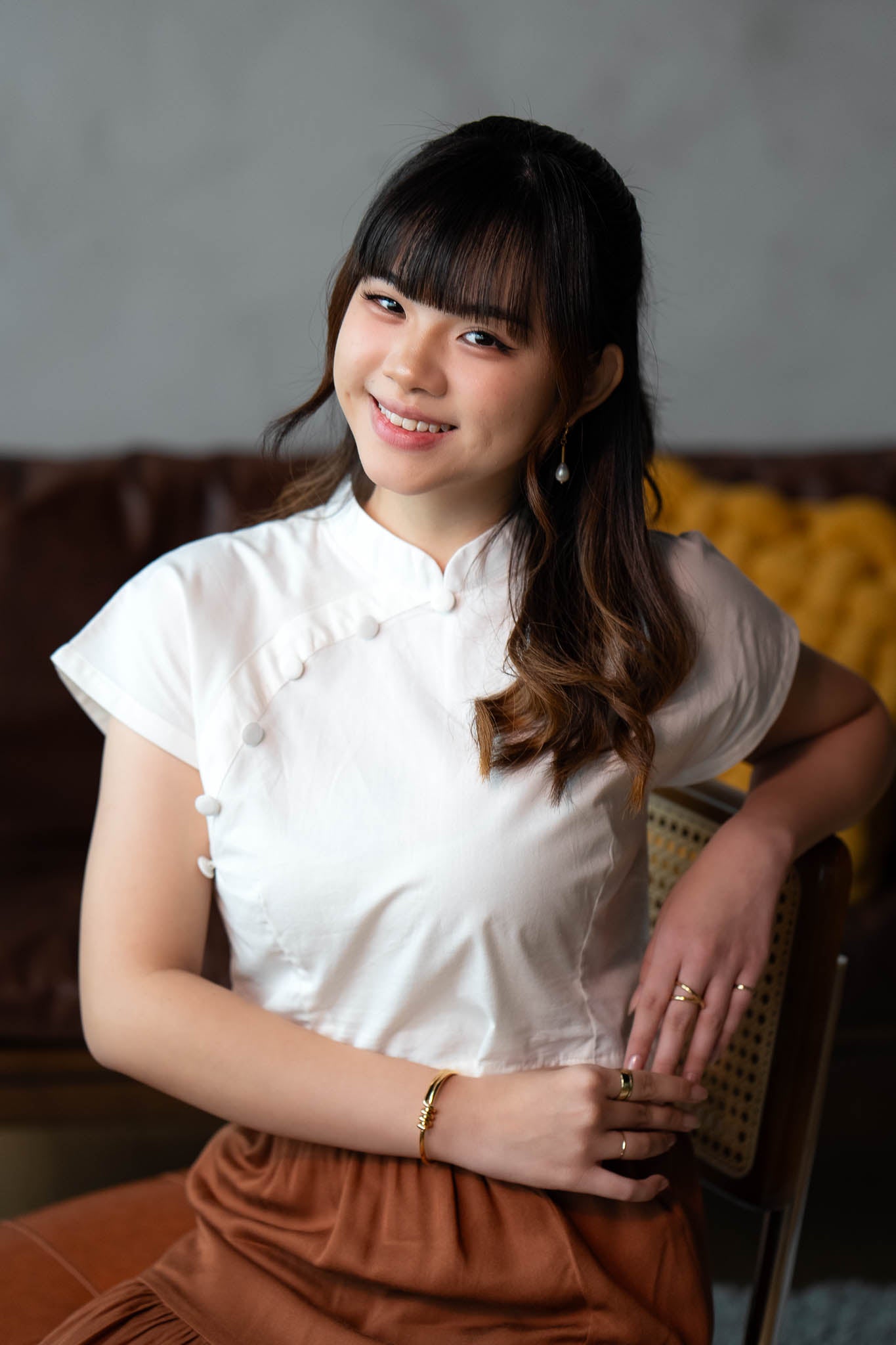 Mandarin Collar Blouse | Cream