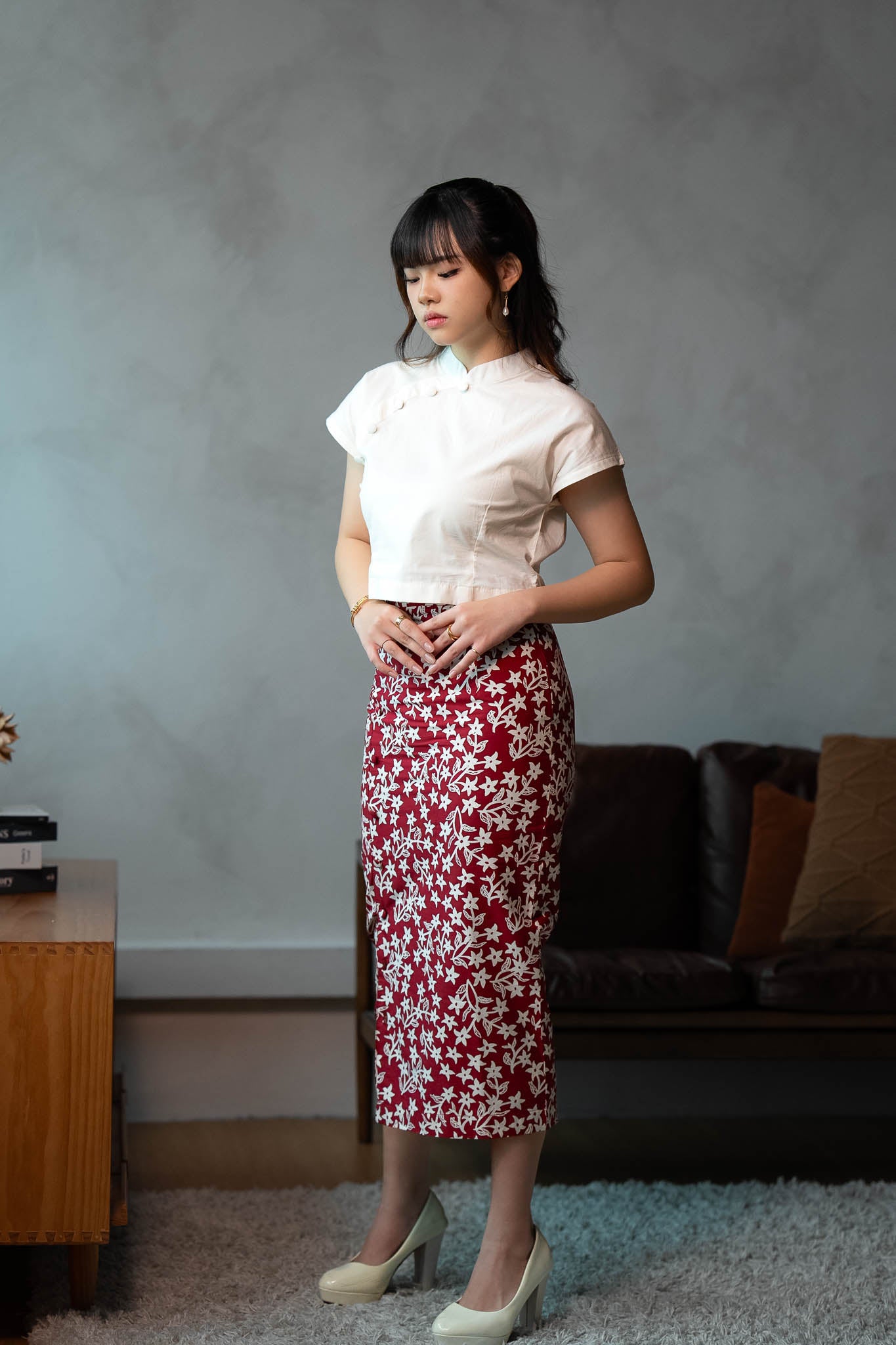 Mandarin Collar Blouse | Cream