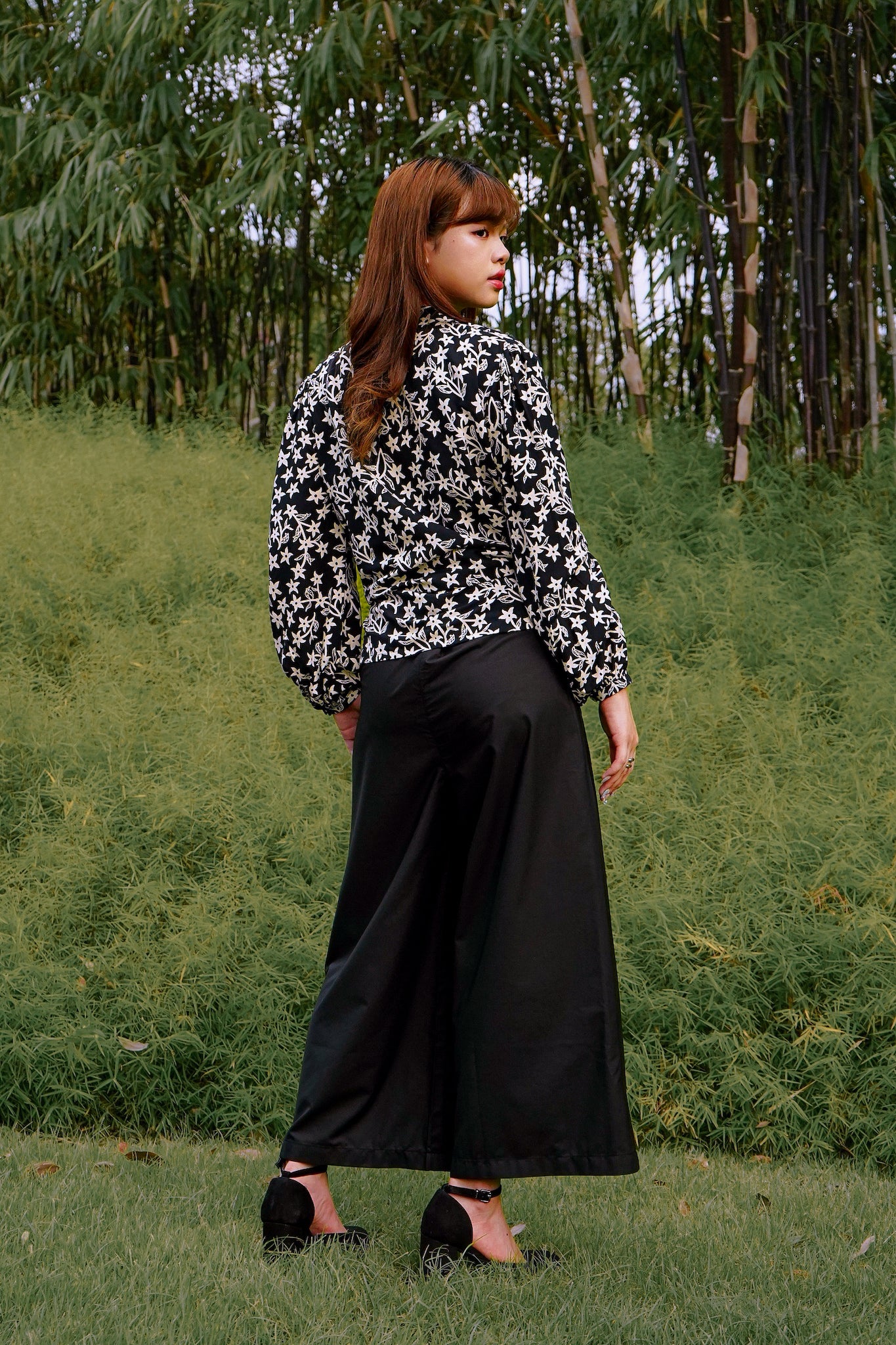 Poplin Wide Leg Pants | Black