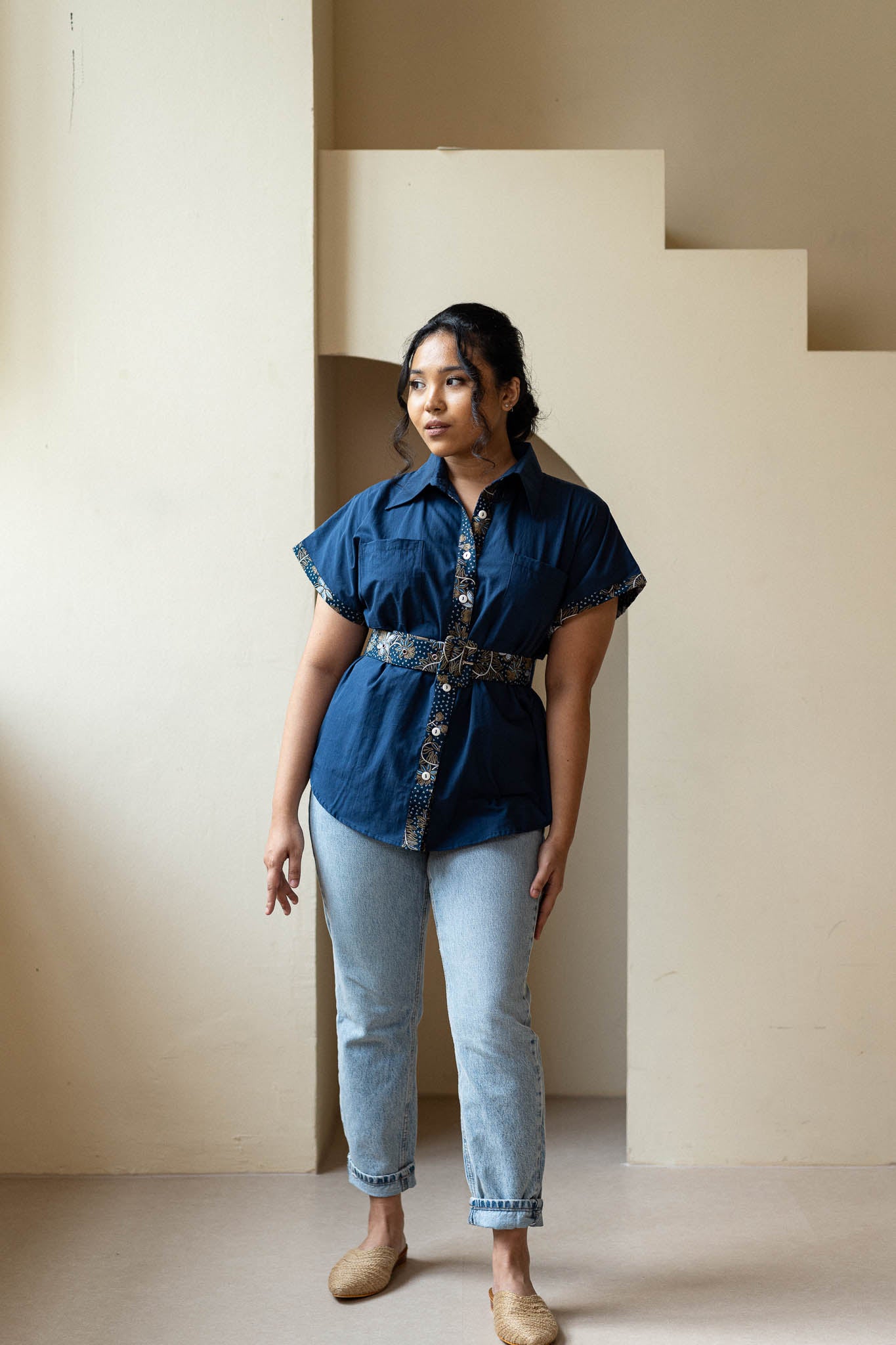 TENCEL™ Belted Blouse | Taman Sari Indigo