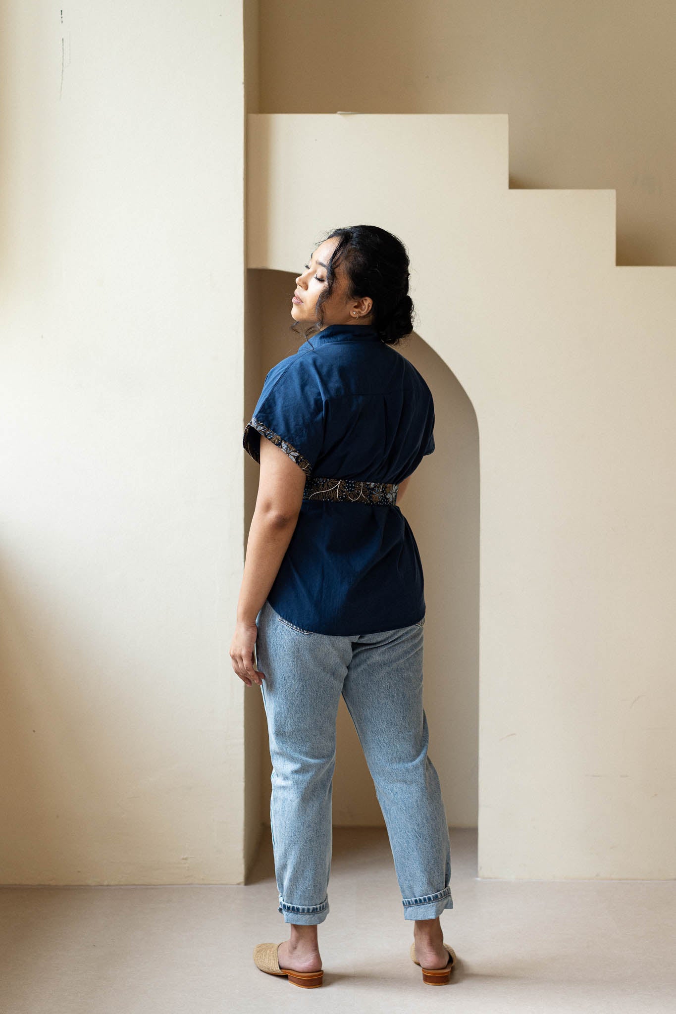 TENCEL™ Belted Blouse | Taman Sari Indigo