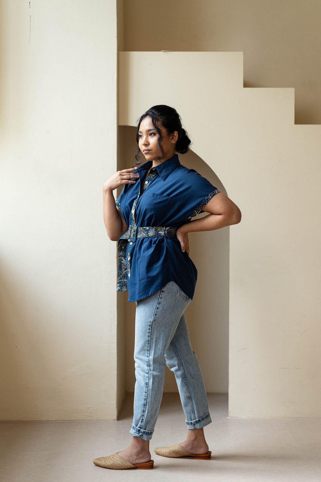 TENCEL™ Belted Blouse | Taman Sari Indigo