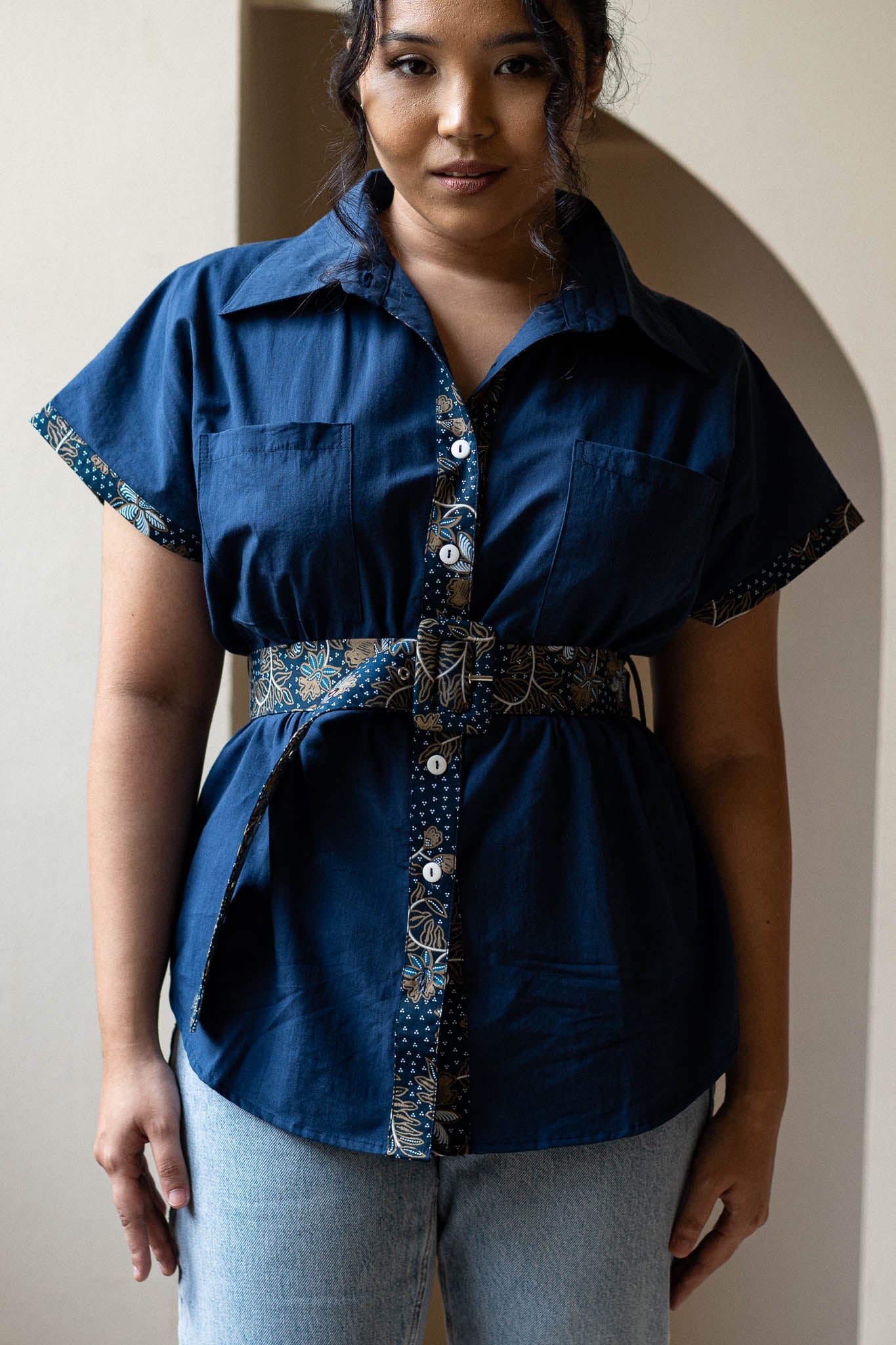 TENCEL™ Belted Blouse | Taman Sari Indigo
