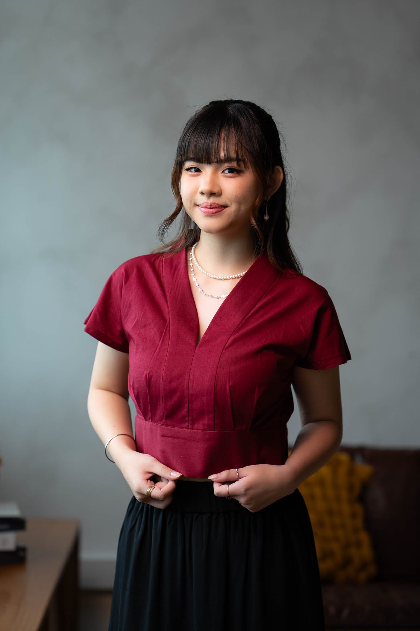 Poplin Banded Crop Top | Maroon