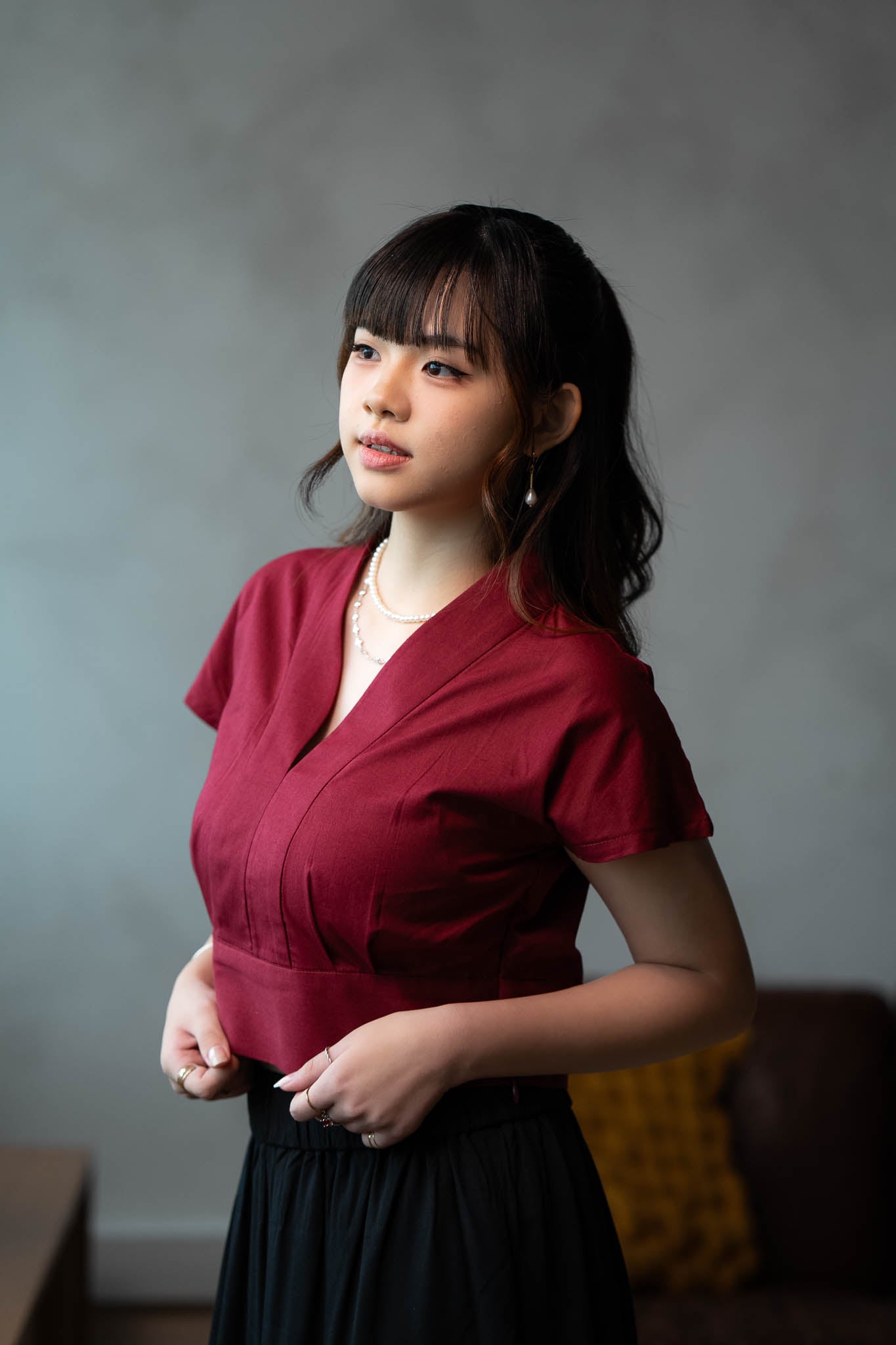 Poplin Banded Crop Top | Maroon
