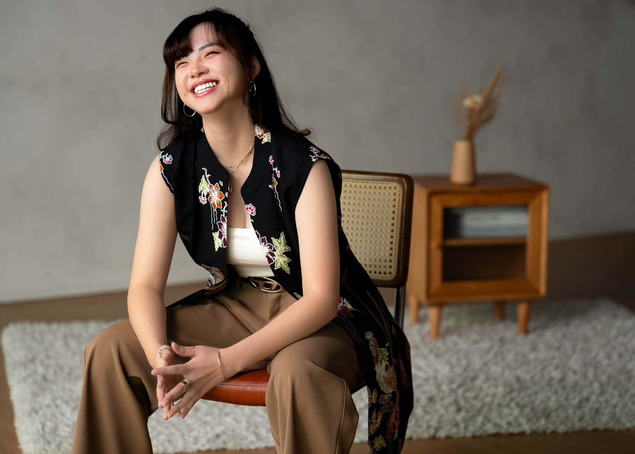 Batik Long Line Vest | Merak Ebony