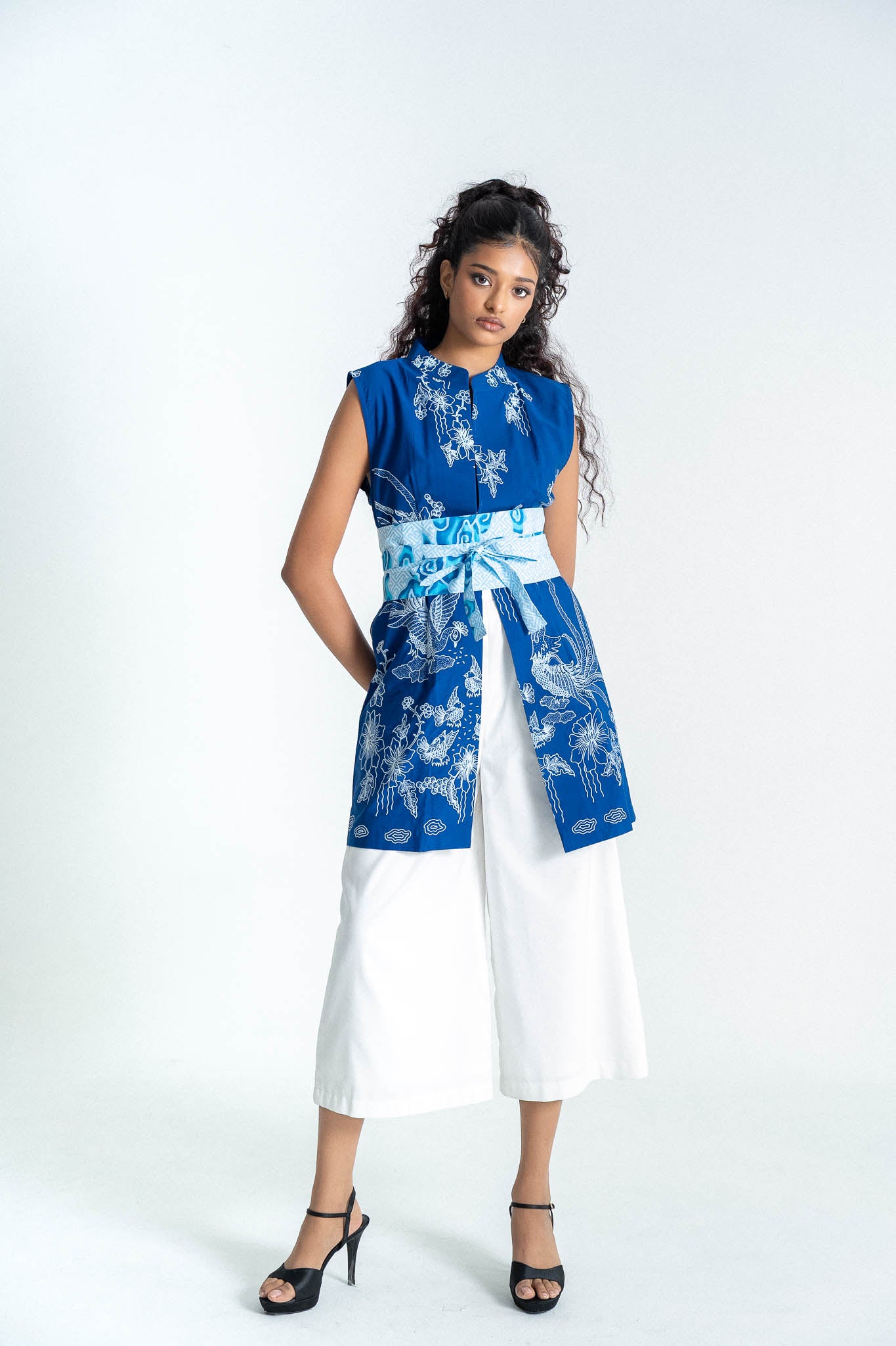 Batik Long Line Vest | Merak Indigo