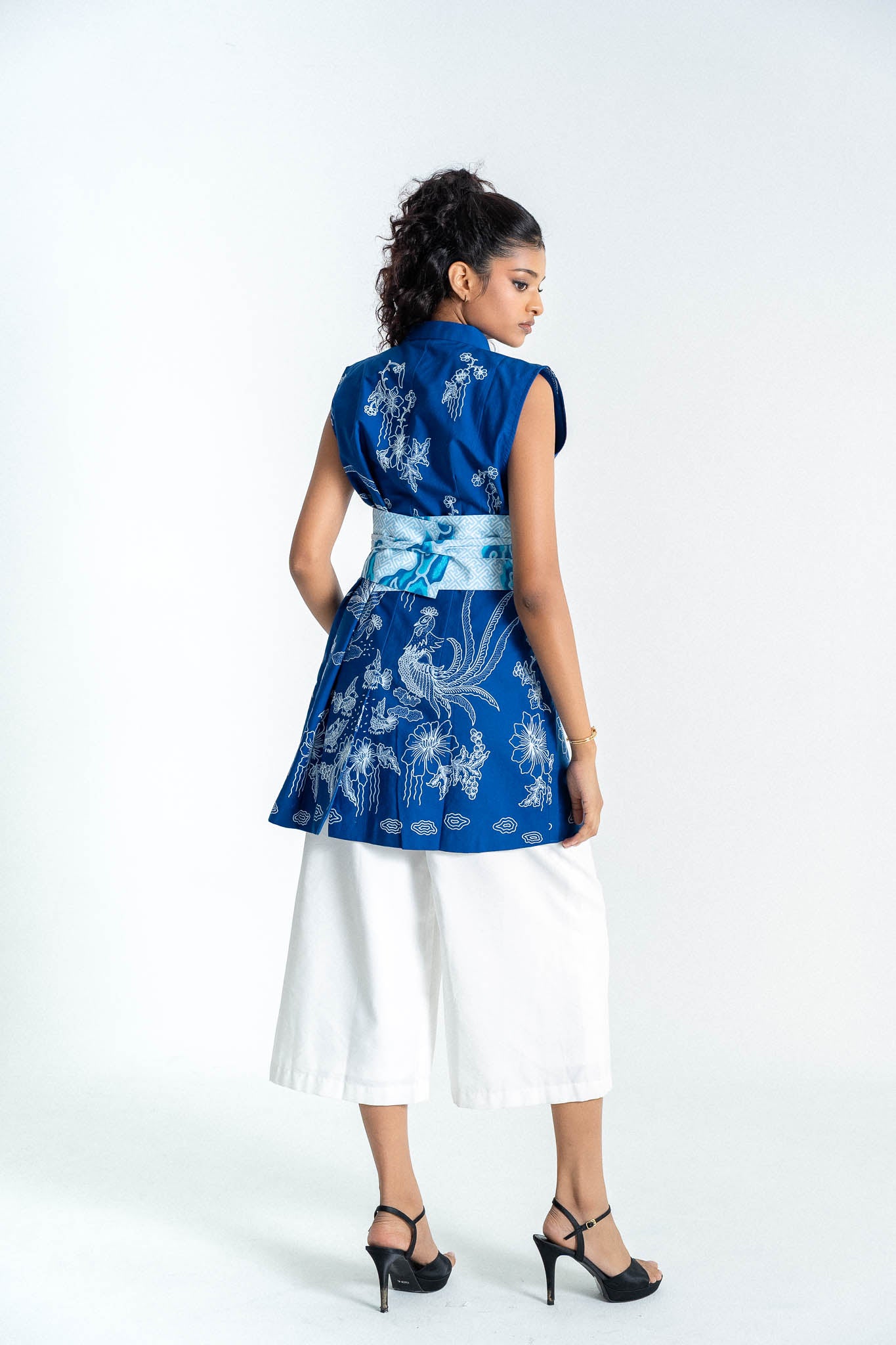 Batik Long Line Vest | Merak Indigo