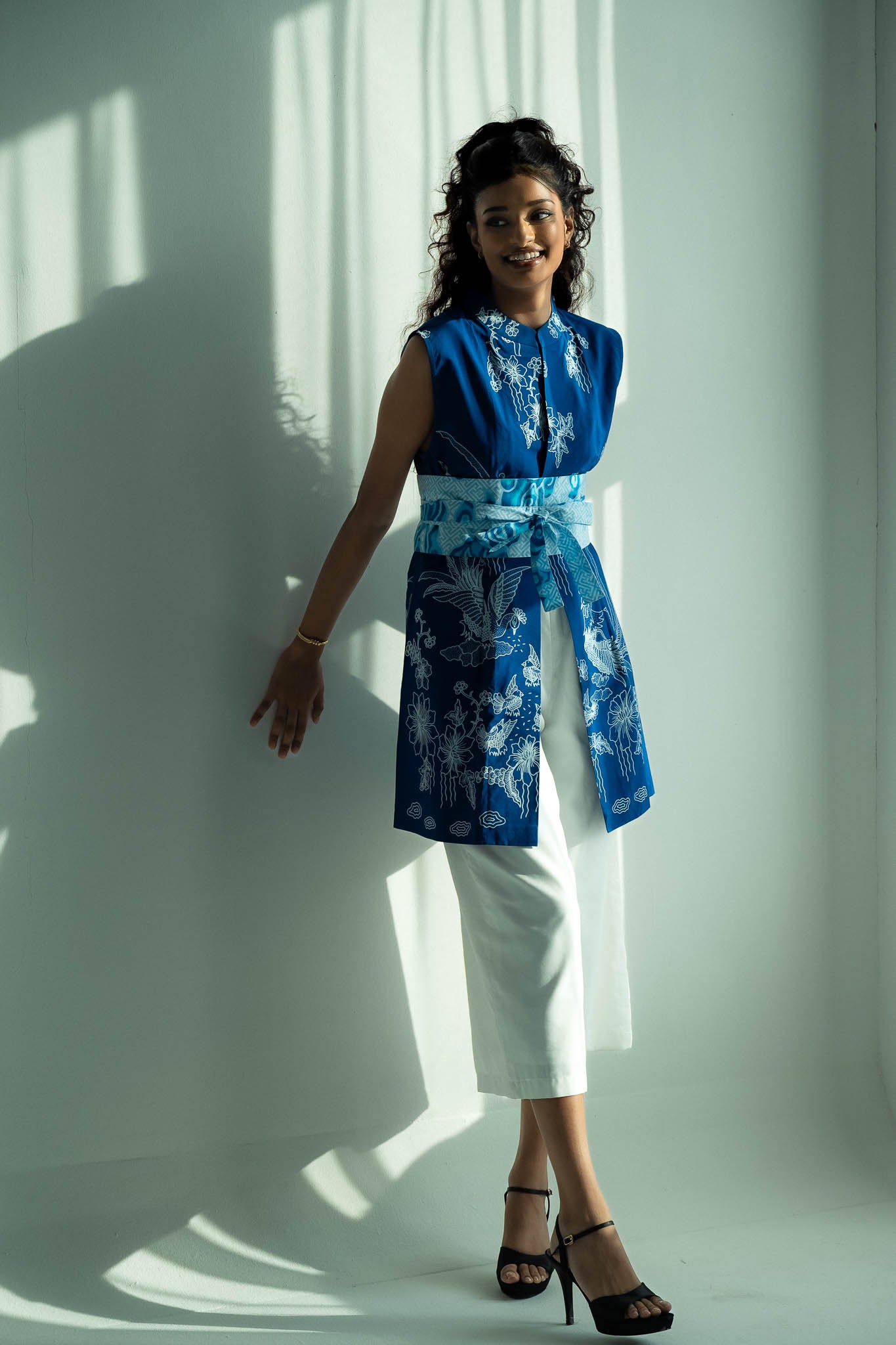 Batik Long Line Vest | Merak Indigo
