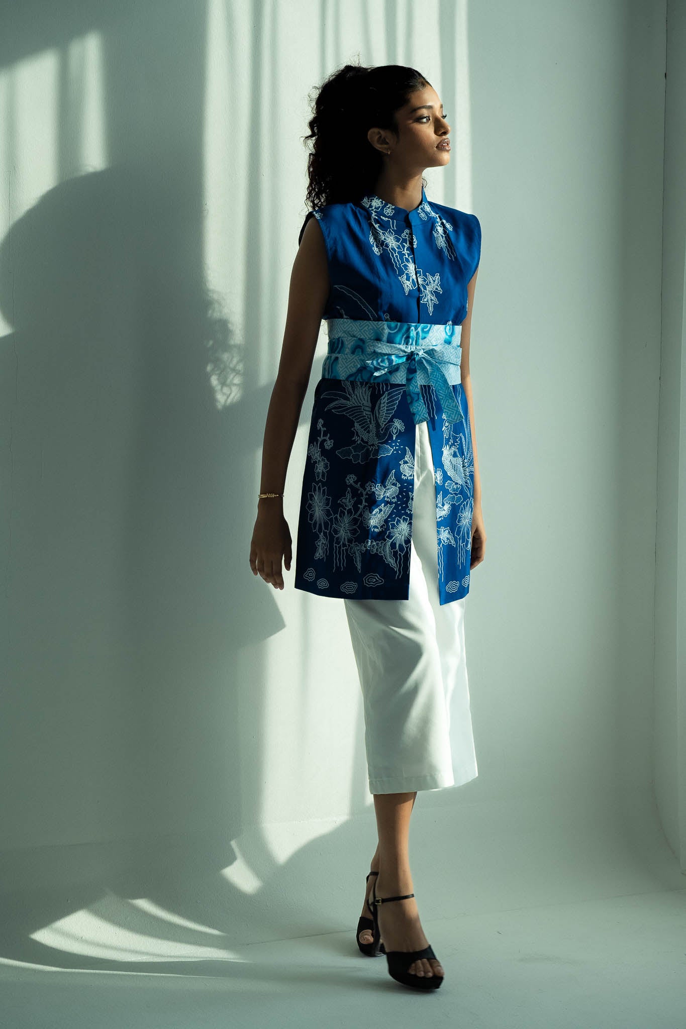 Batik Long Line Vest | Merak Indigo