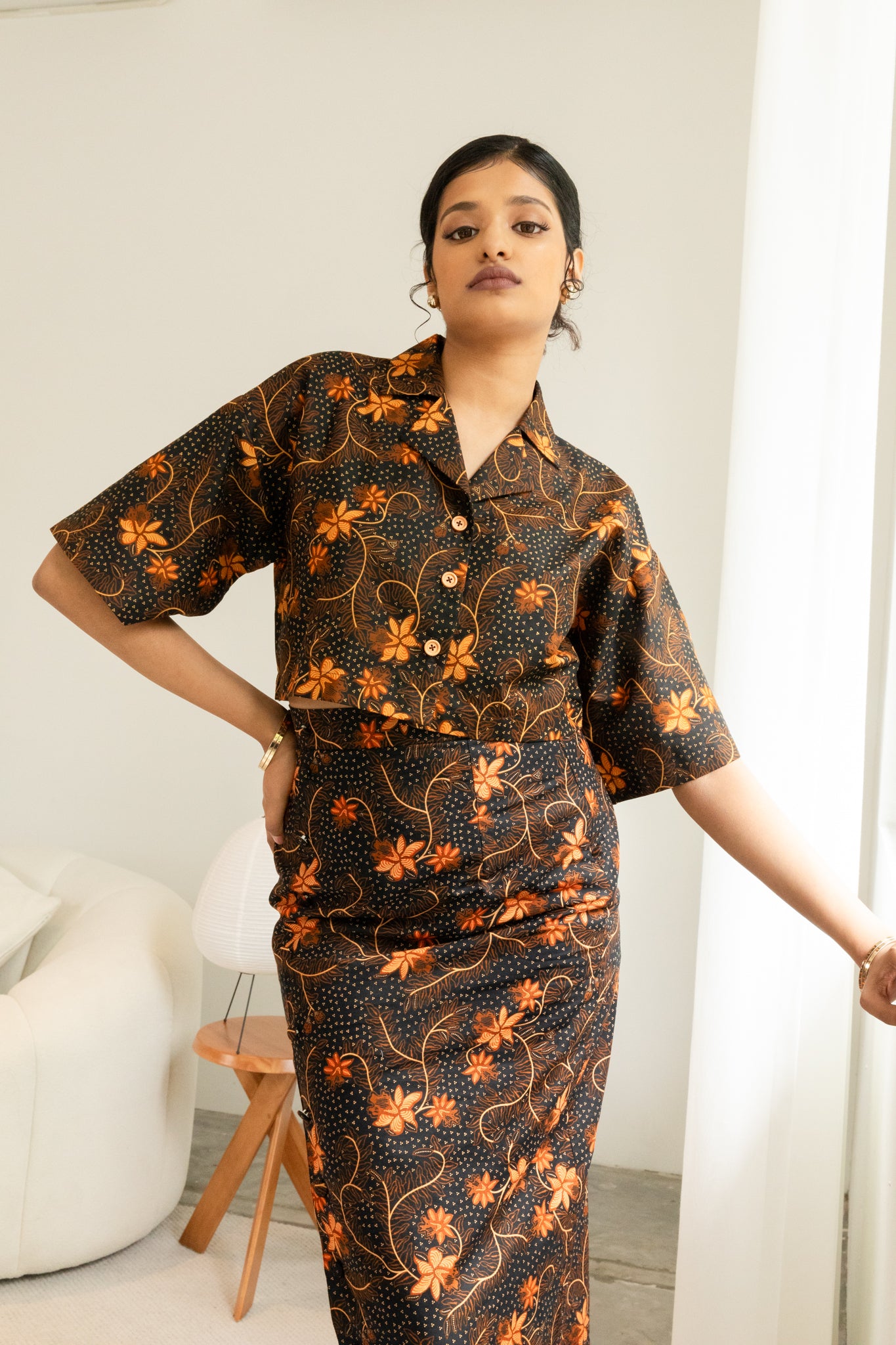 Batik Collared Crop Top | Taman Sari