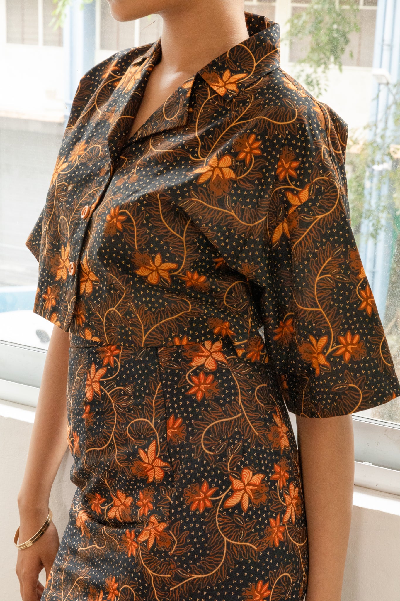 Batik Collared Crop Top | Taman Sari