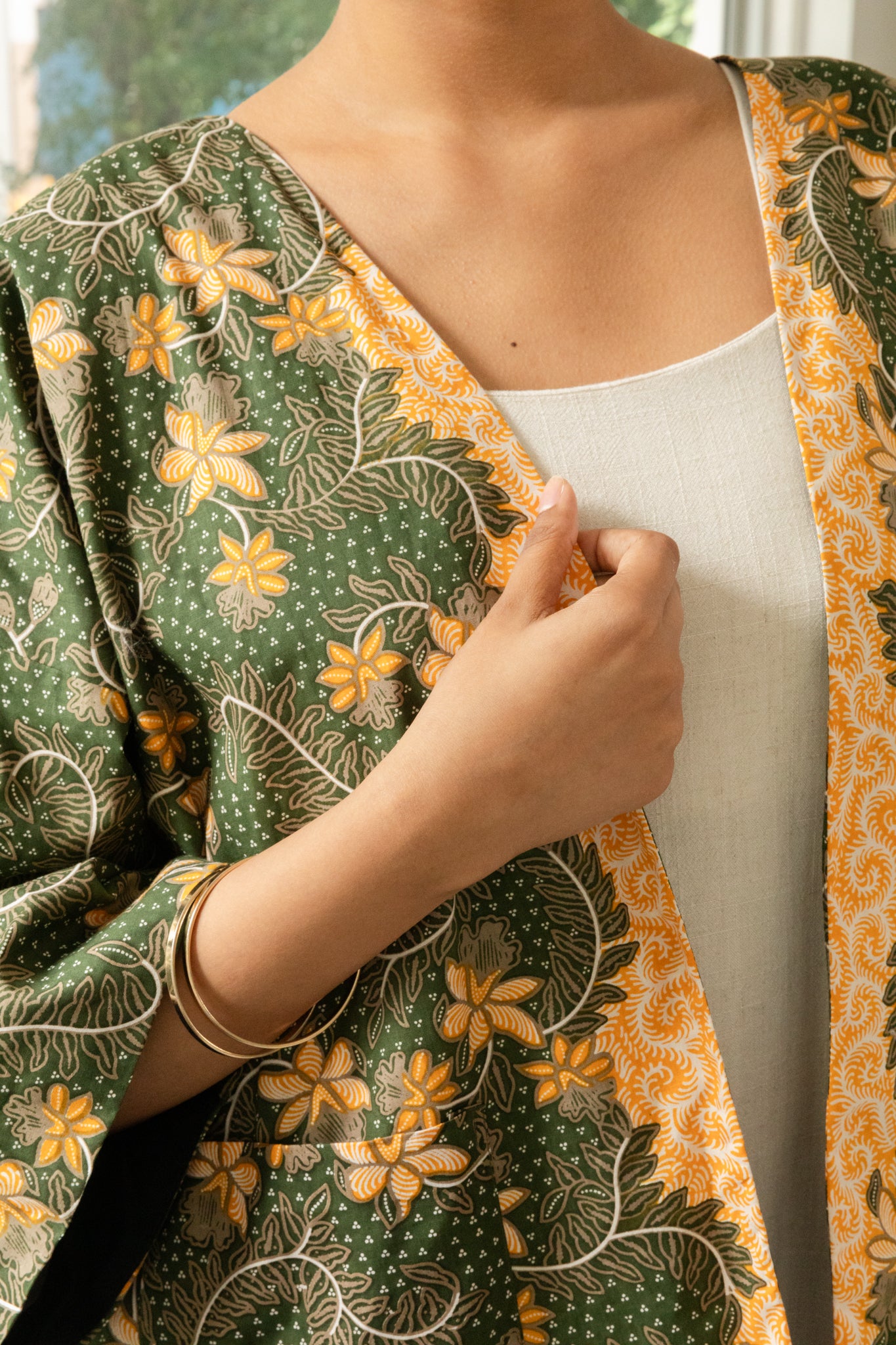 Batik Open Jacket | Taman Sari Olive