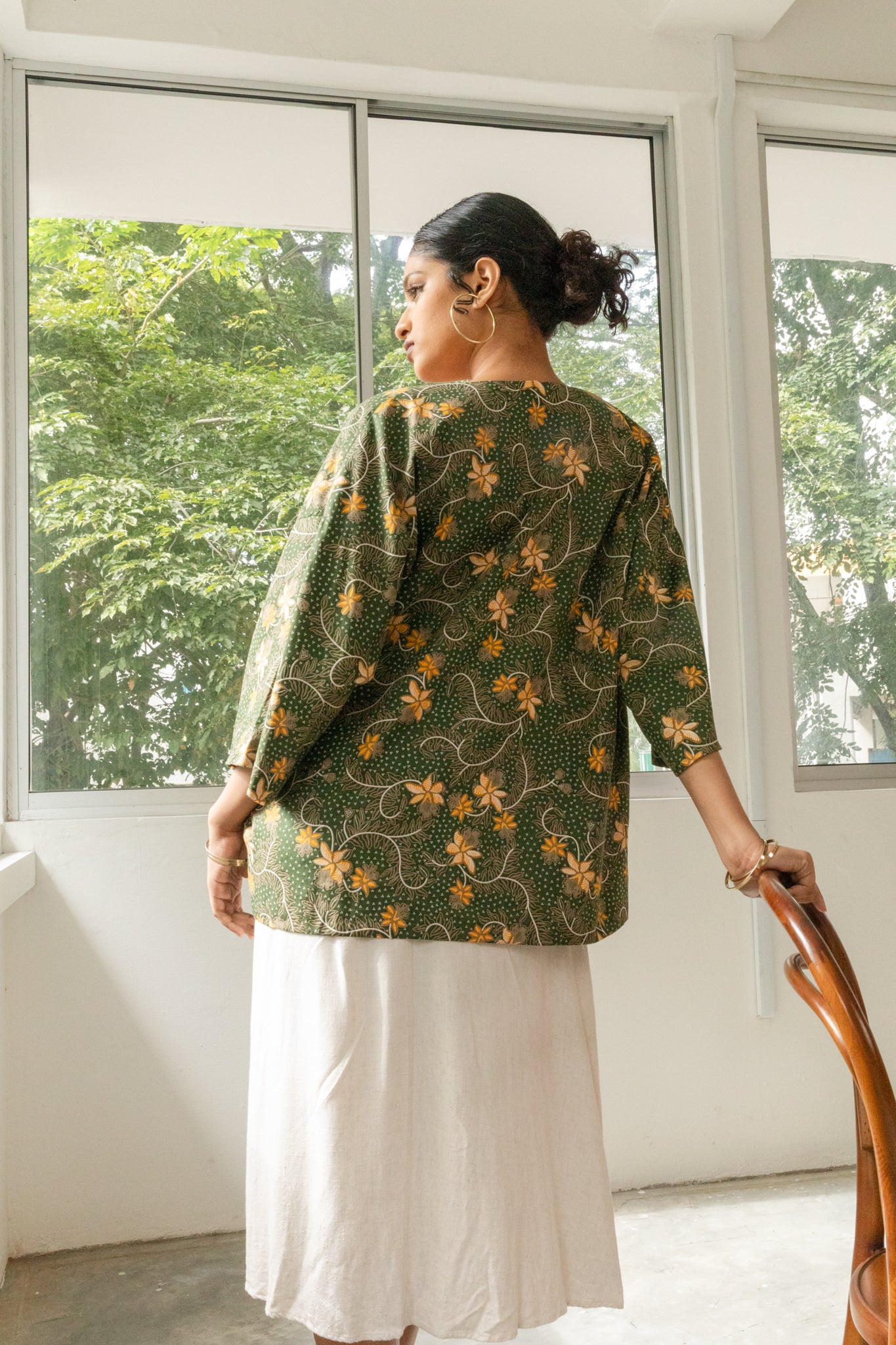 Batik Open Jacket | Taman Sari Olive