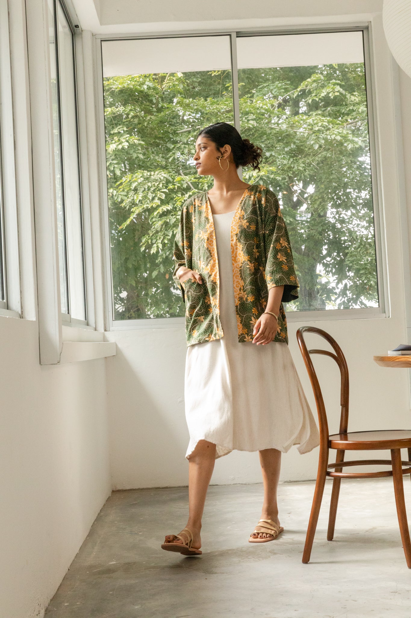 Batik Open Jacket | Taman Sari Olive