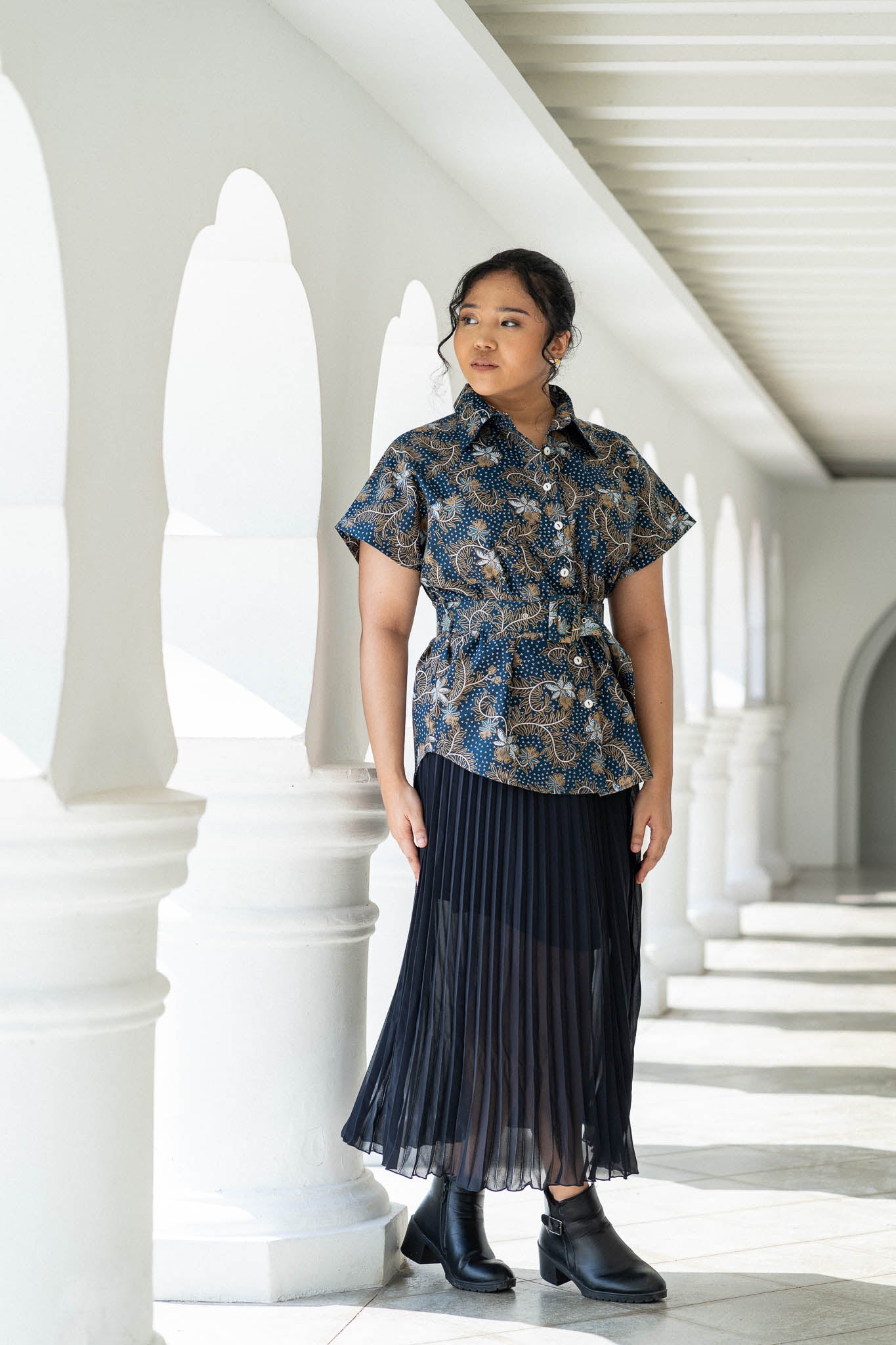 Batik Belted Blouse | Taman Sari Indigo