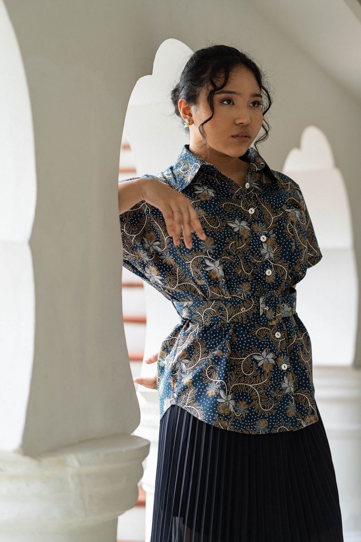 Batik Belted Blouse | Taman Sari Indigo