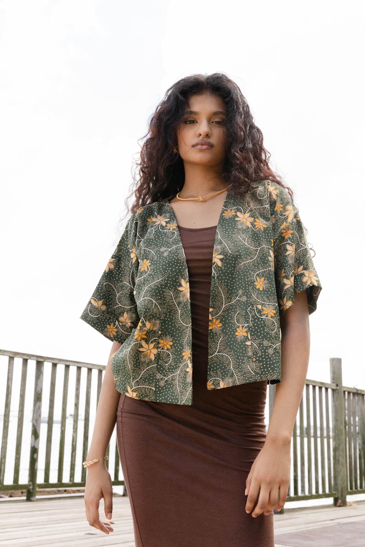 Batik Crop Jacket | Taman Sari Olive