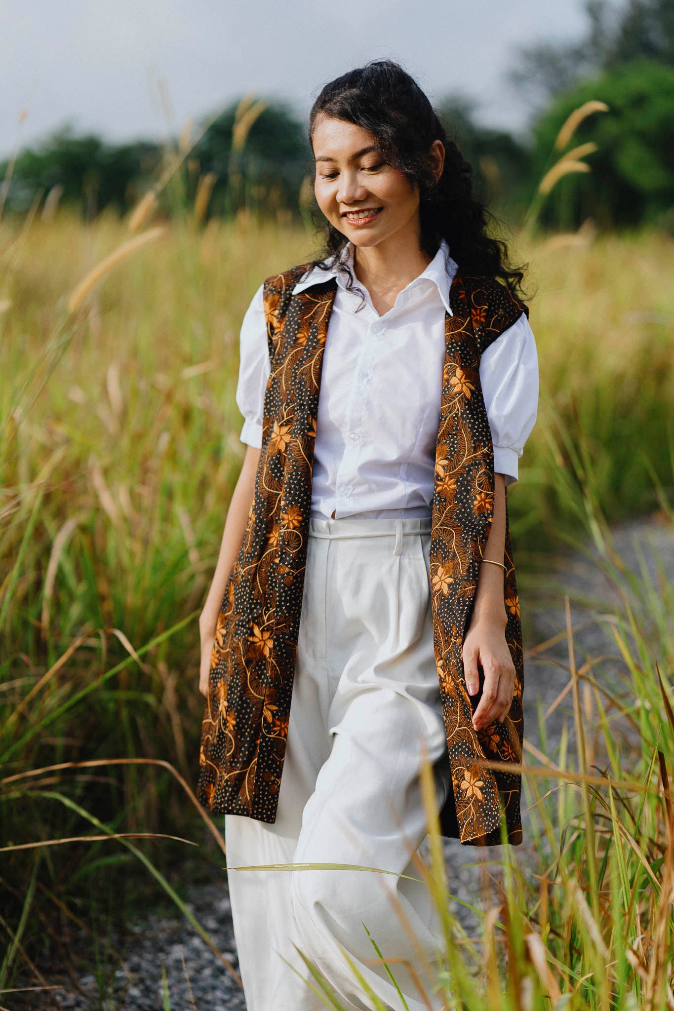 Batik Long Line Vest | Taman Sari