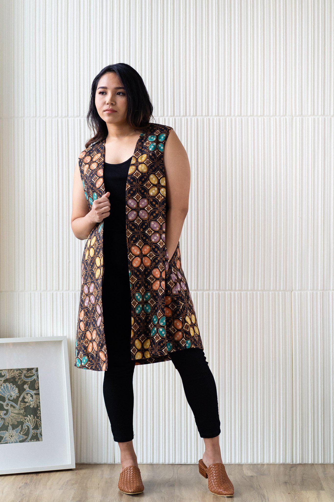 Batik Long Line Vest | Melati II