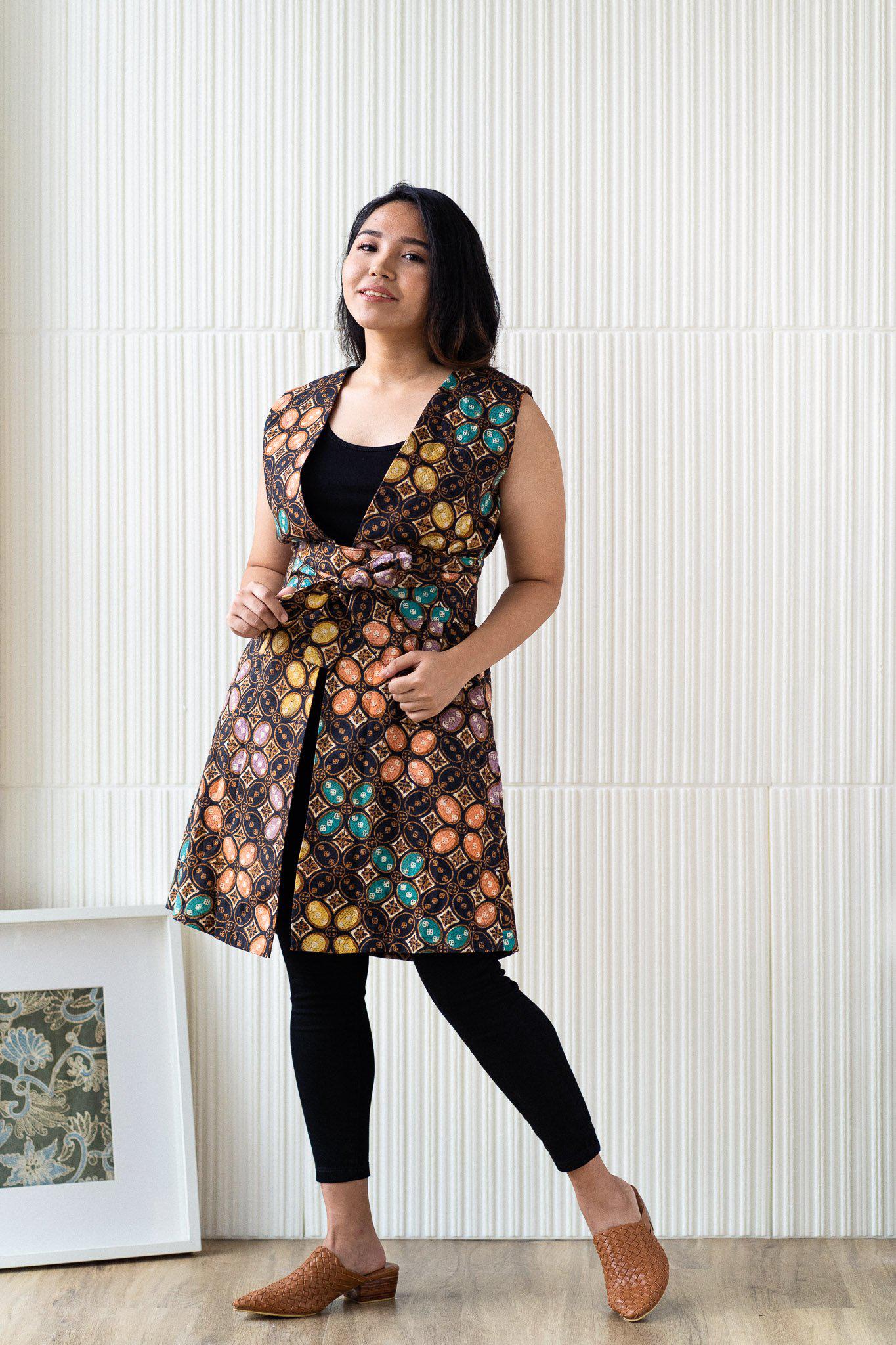 Batik Long Line Vest | Melati II