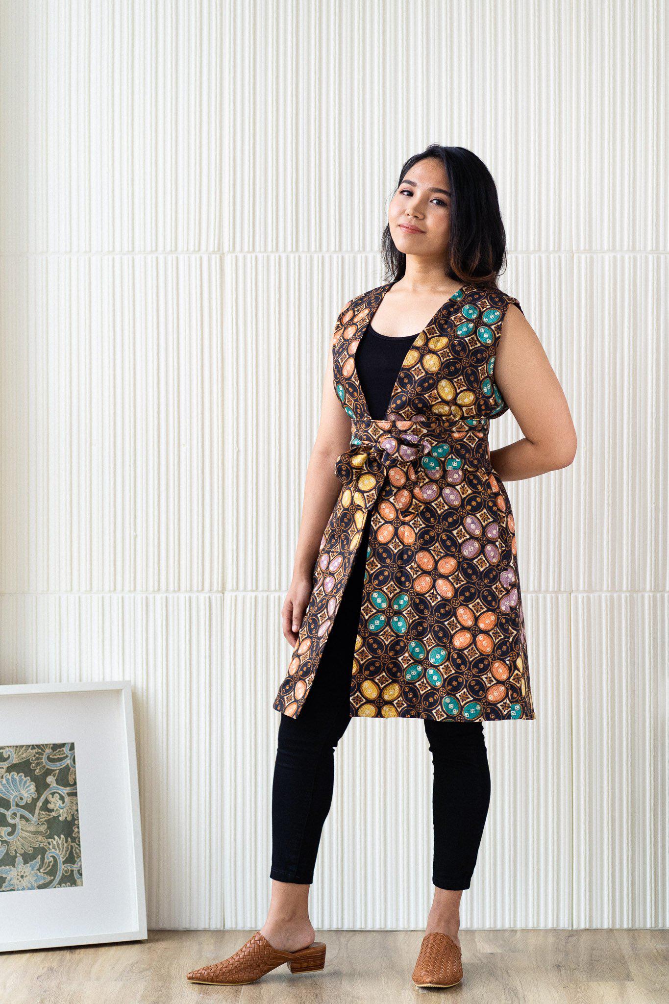 Batik Long Line Vest | Melati II