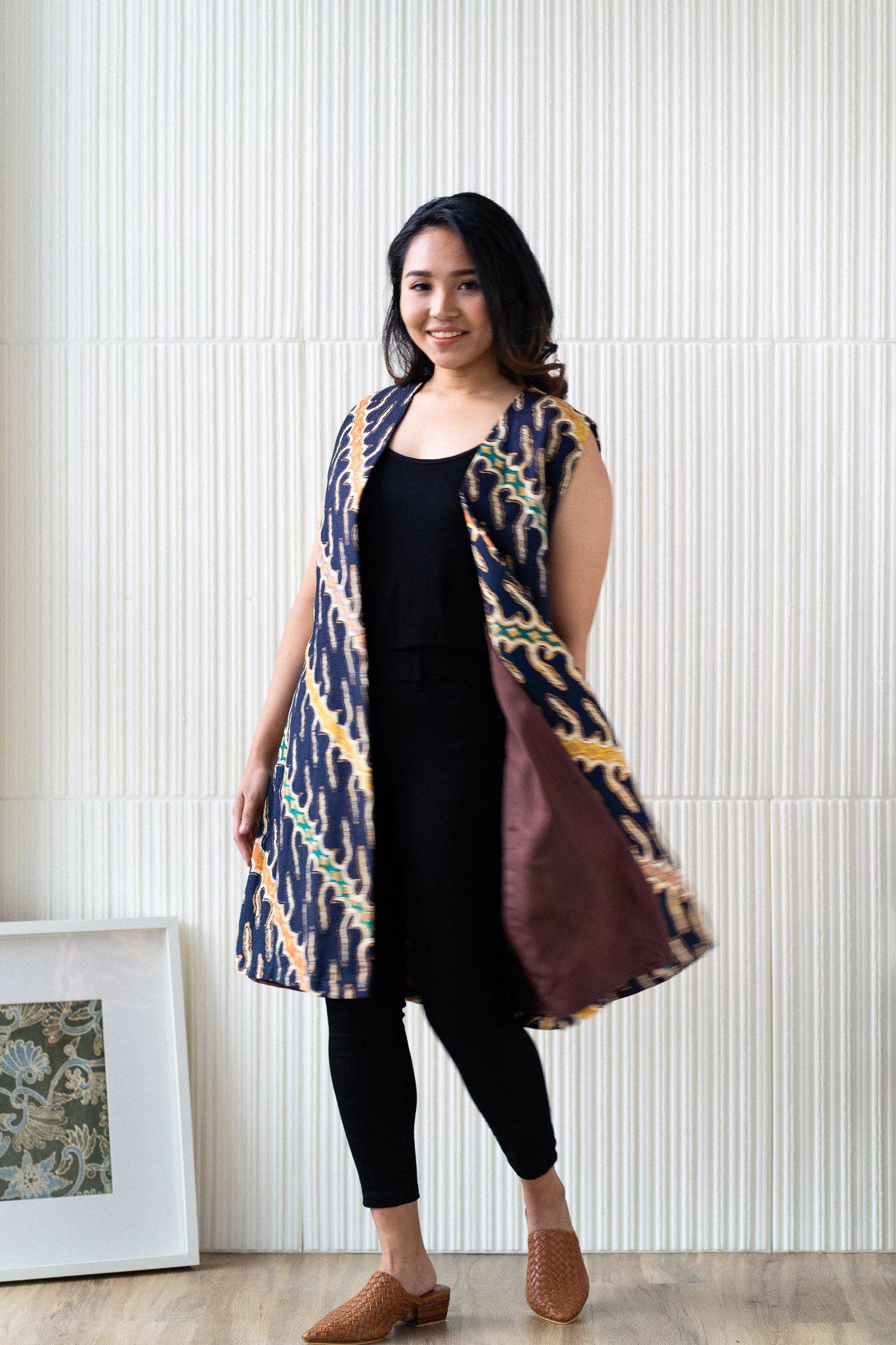 Batik Long Line Vest | Satria