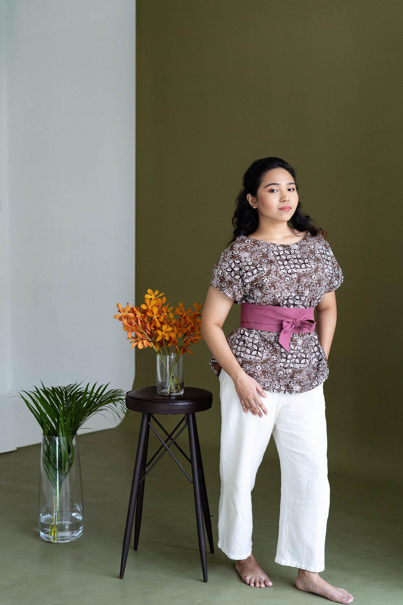 Batik Button Back Blouse | Nona Ria