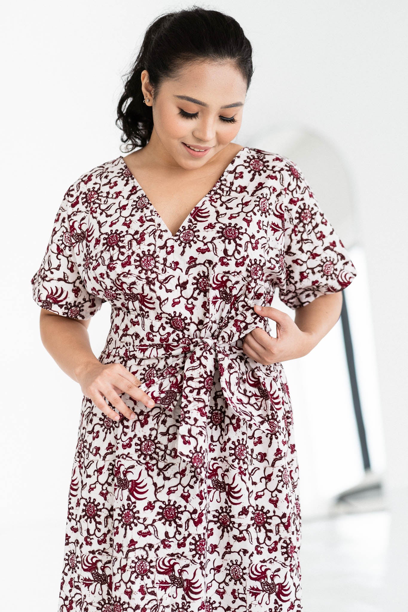 Batik Kaftan Dress | Surya Burgundy