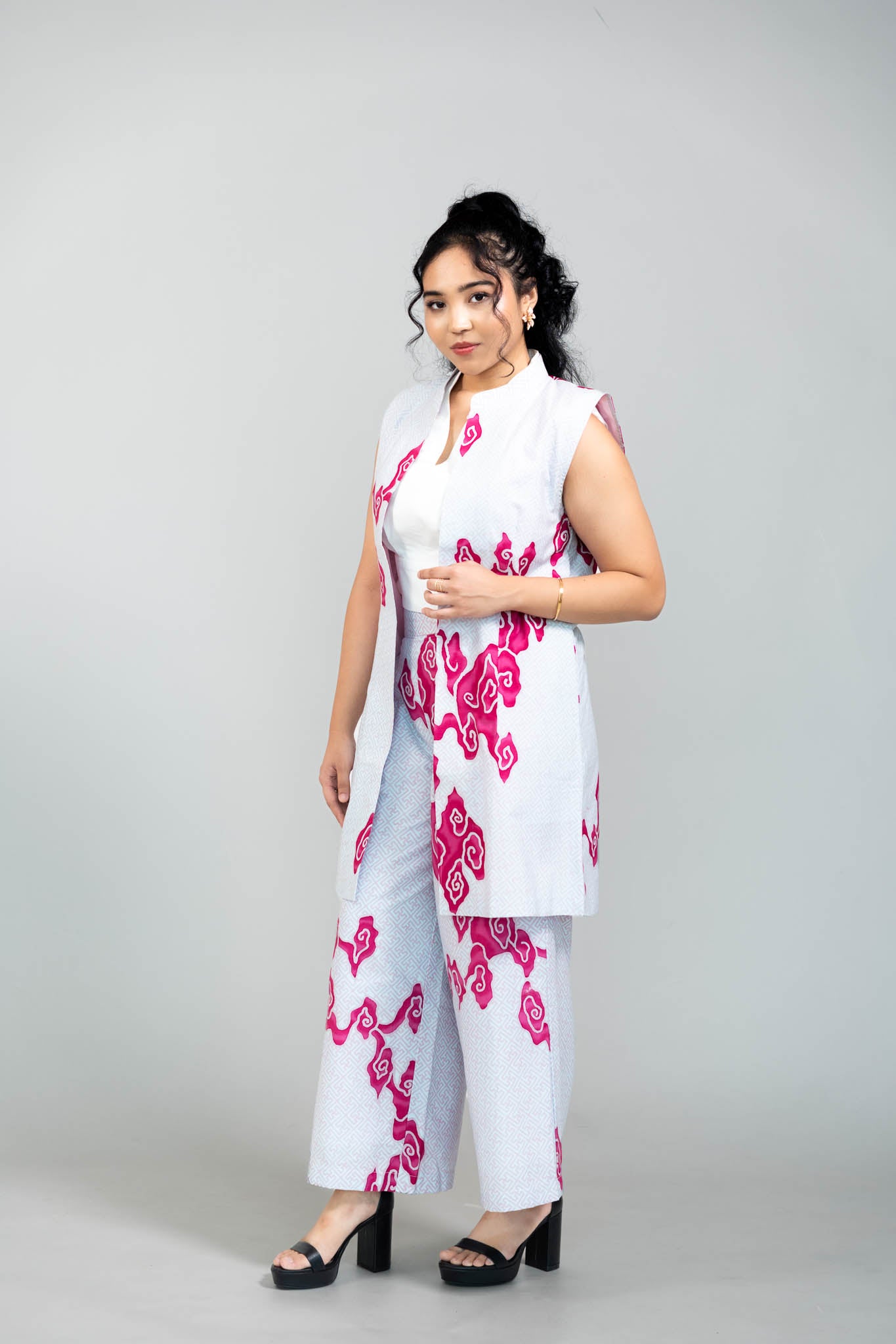 Batik Long Line Vest | Tumbuh Blush