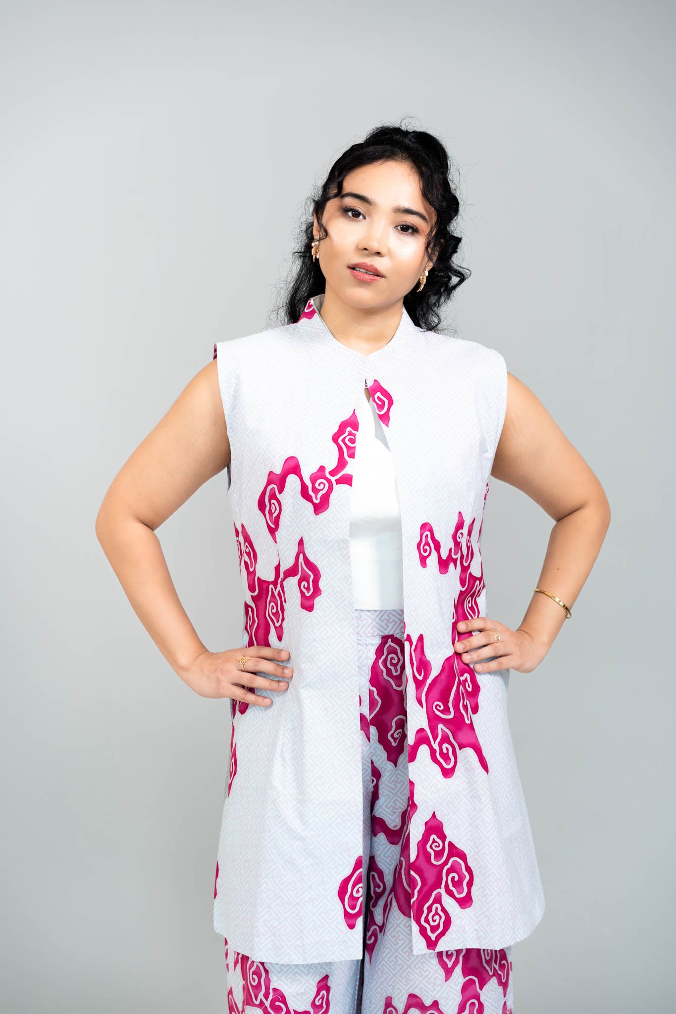 Batik Long Line Vest | Tumbuh Blush