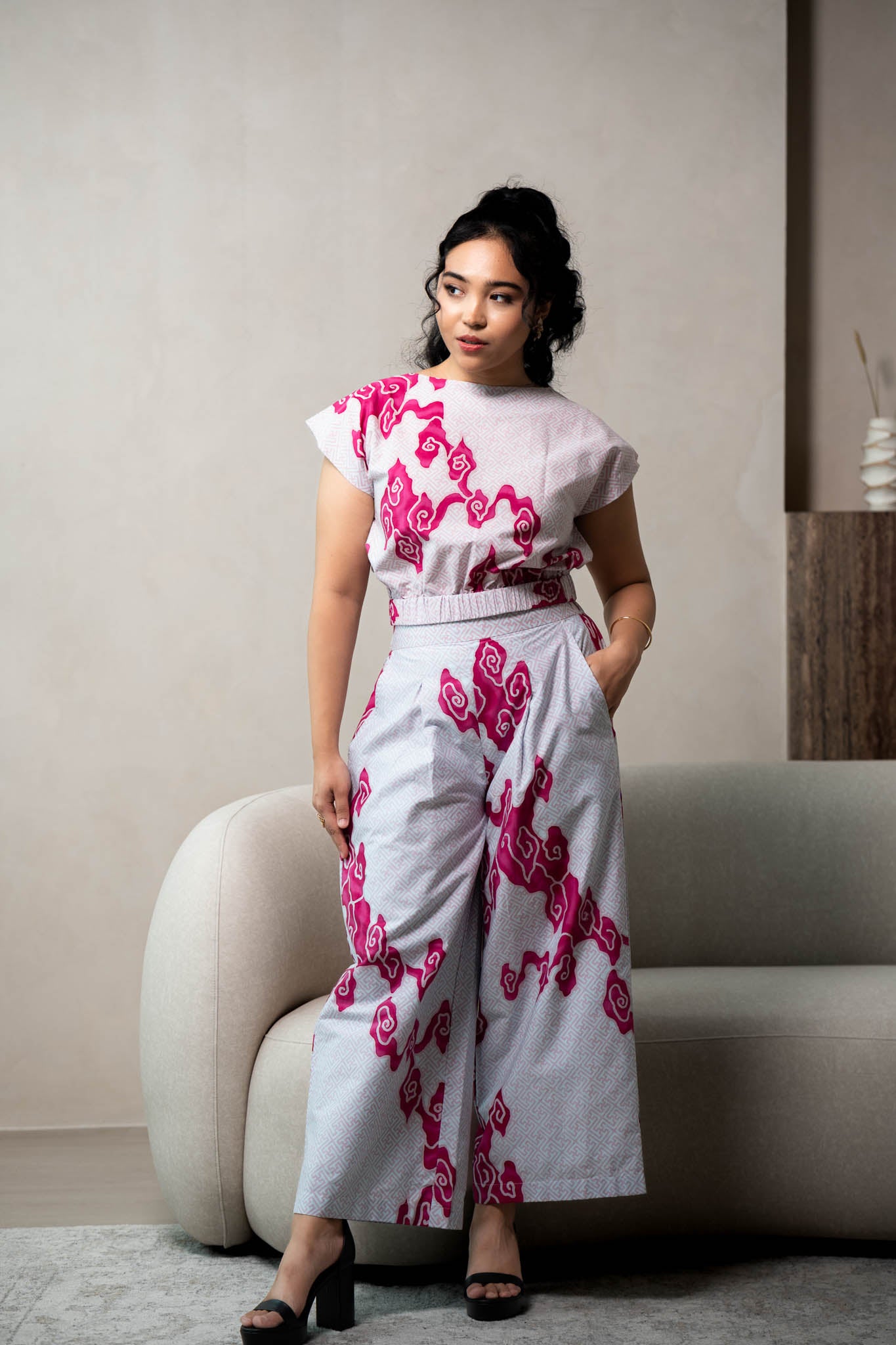 Batik Elastic Crop Top | Tumbuh Blush