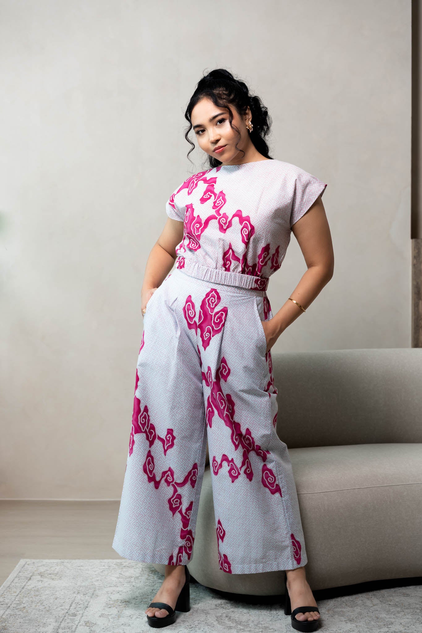 Batik Box Pleat Culottes | Tumbuh Blush
