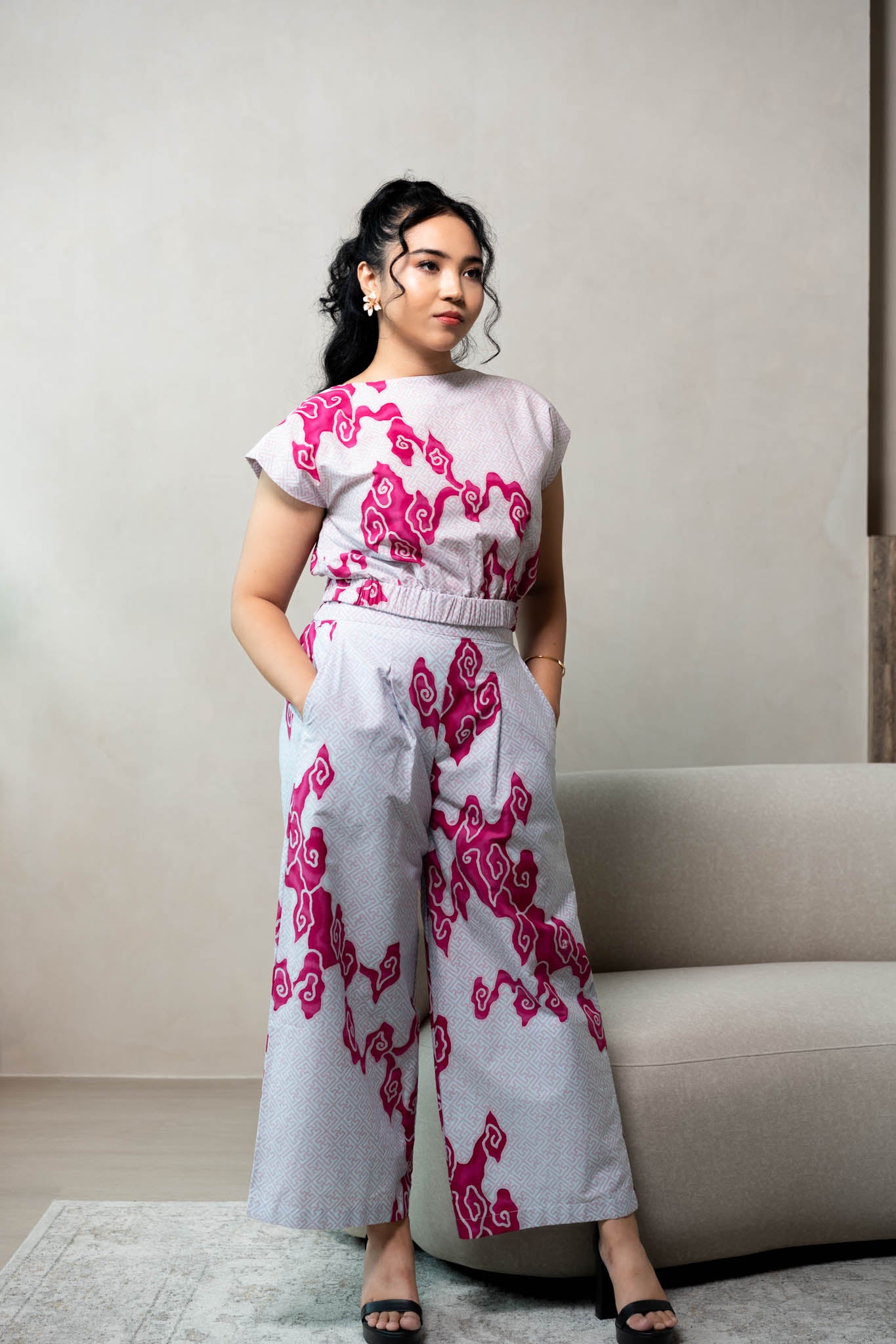 Batik Box Pleat Culottes | Tumbuh Blush